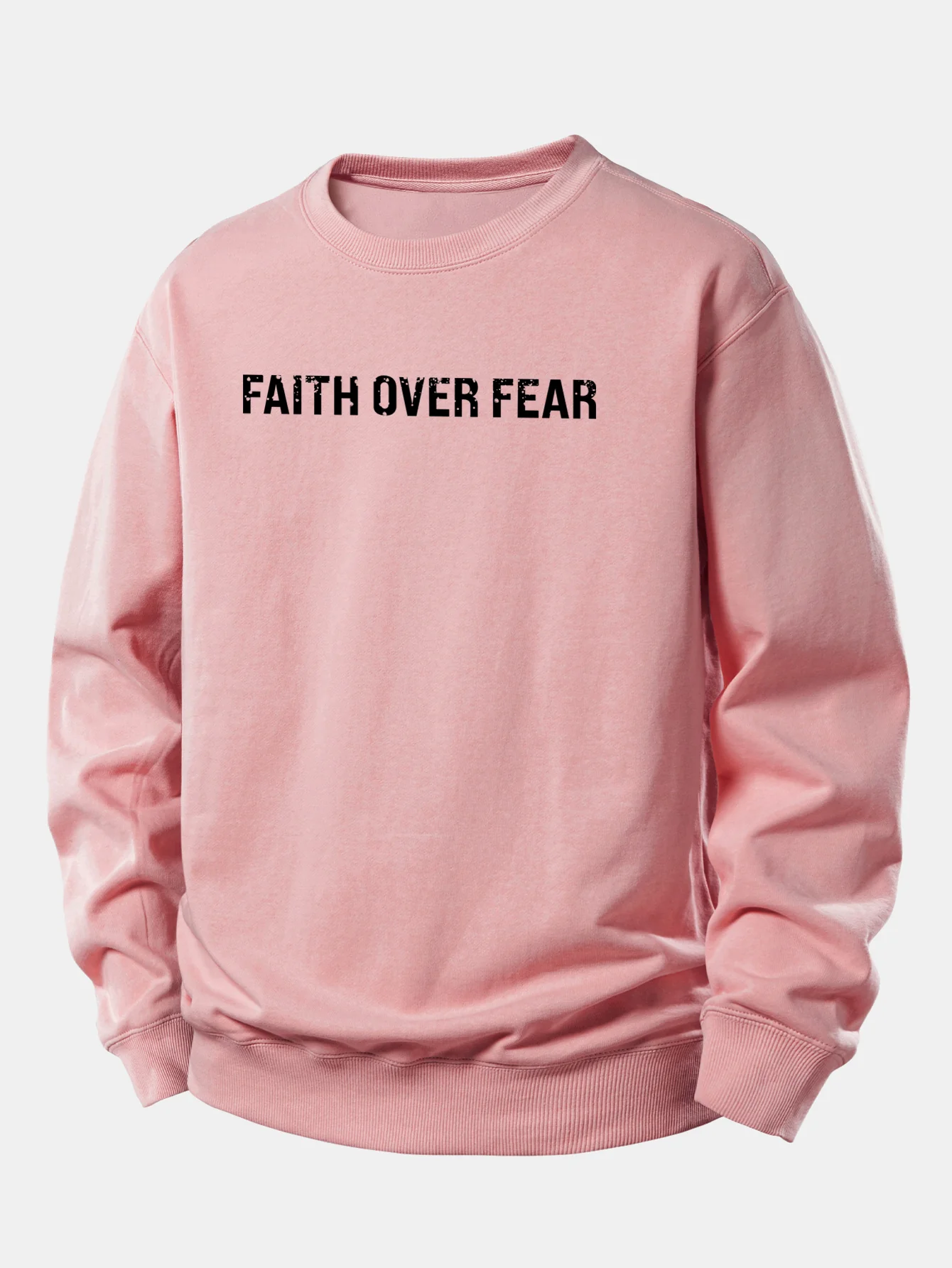 Faith Over Fear American Flag Print Relax Fit Sweatshirt - Image 8