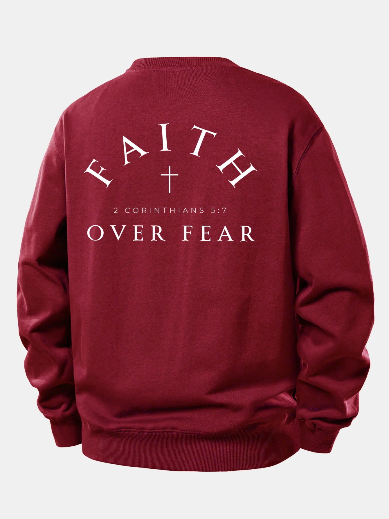 Faith Over Fear Cross Print Relax Fit Sweatshirt - Image 15