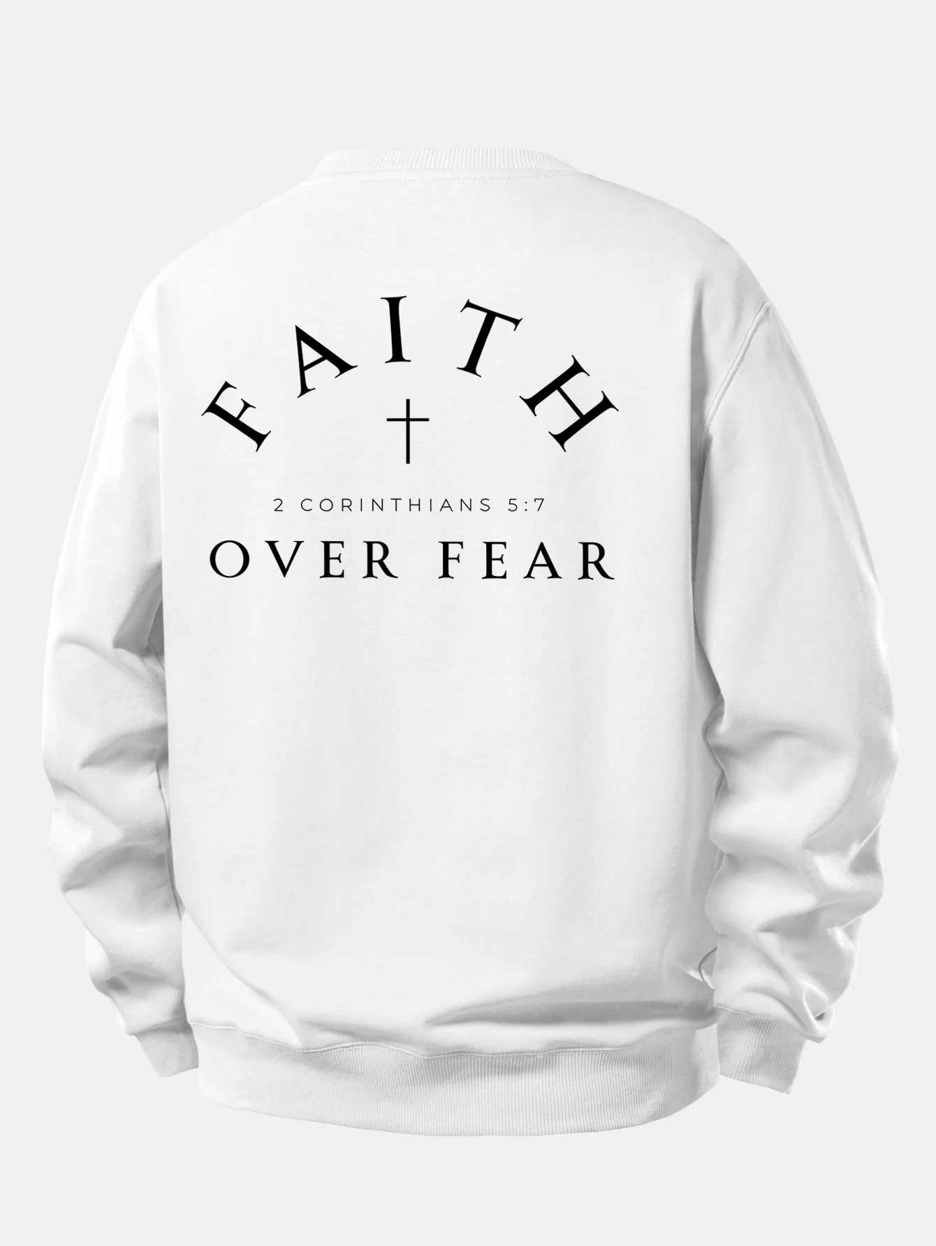 Faith Over Fear Cross Print Relax Fit Sweatshirt - Image 3