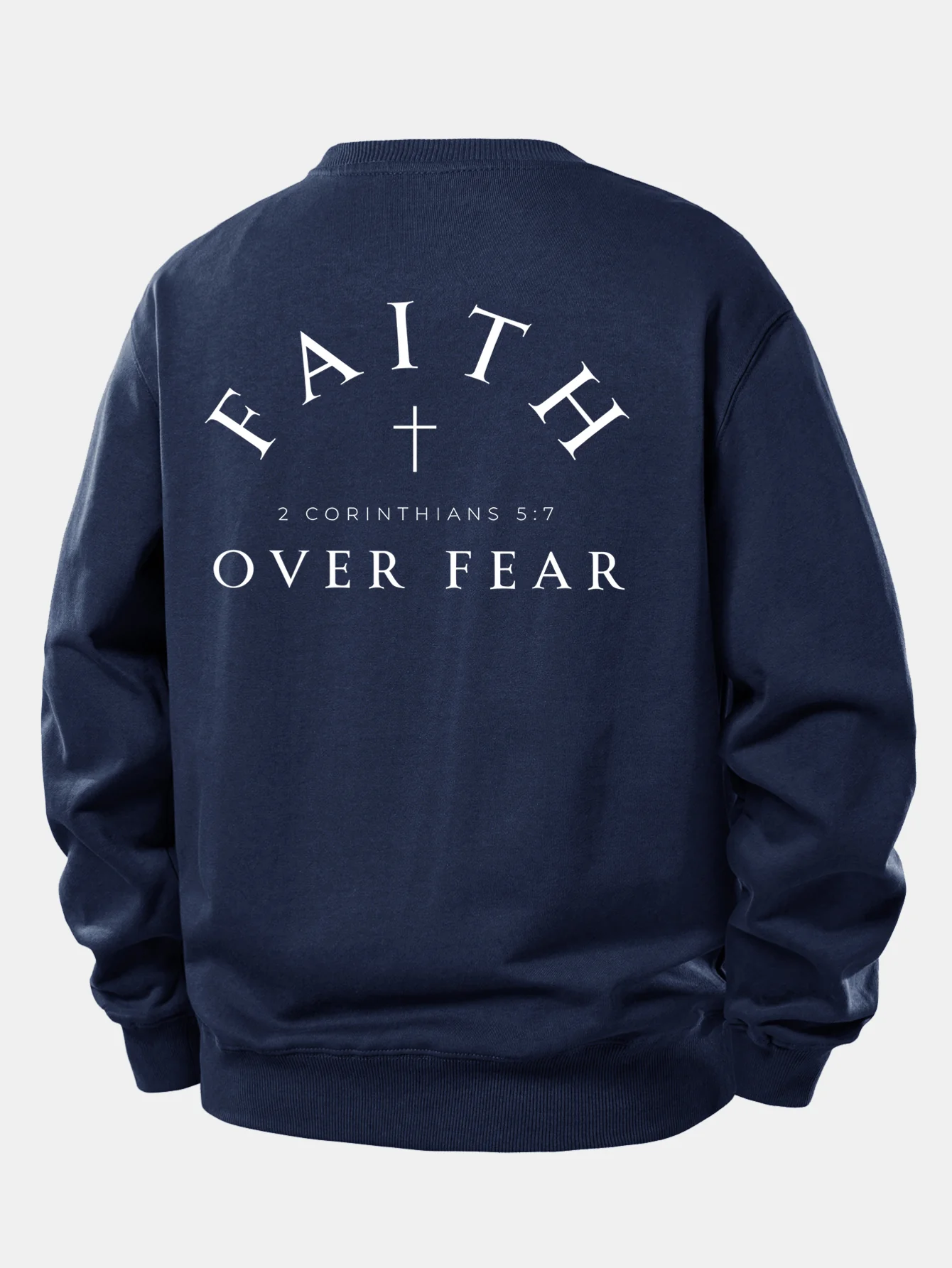 Faith Over Fear Cross Print Relax Fit Sweatshirt - Image 7
