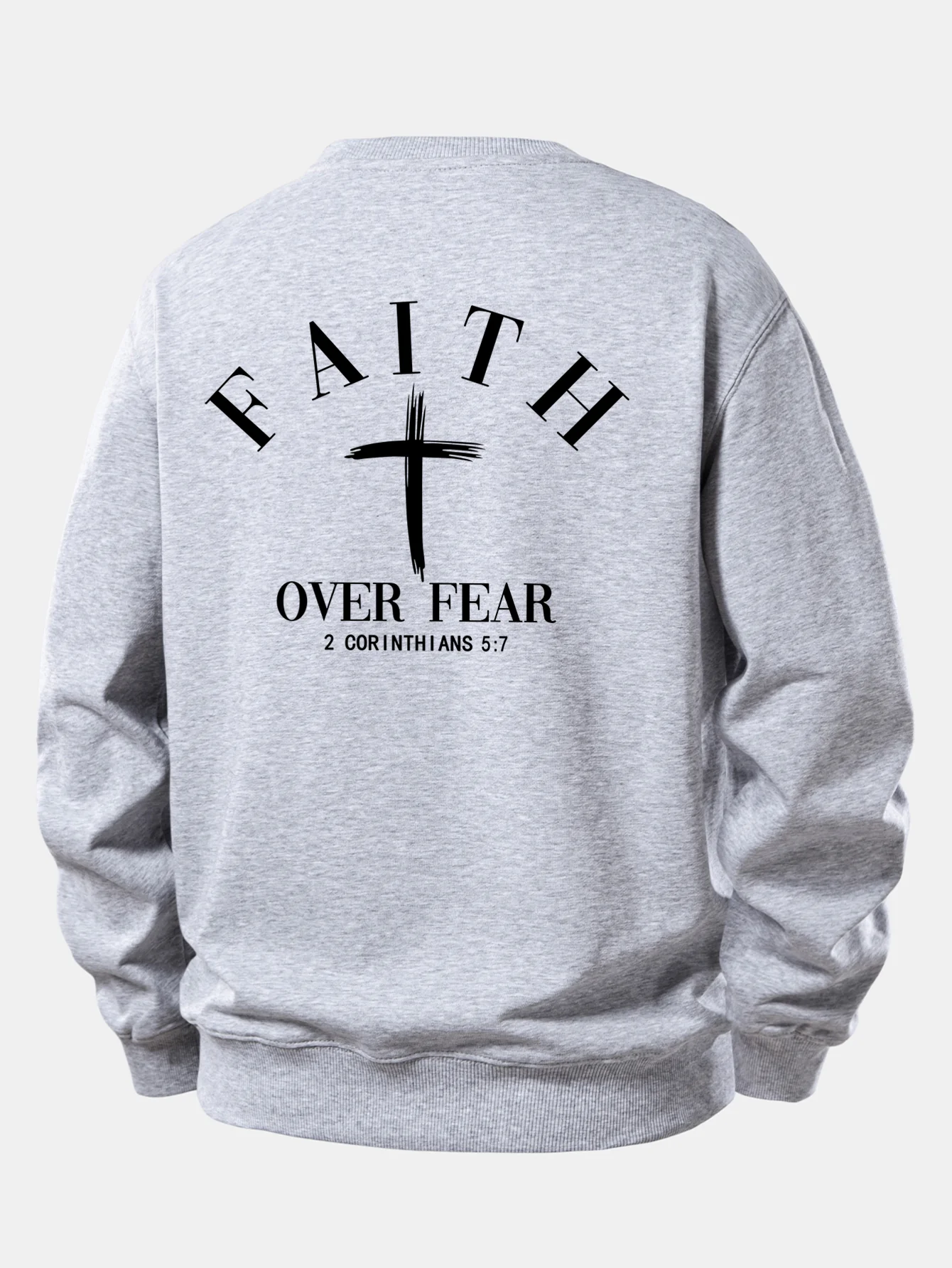Faith Over Fear Cross Print Relax Fit Sweatshirt - Image 11