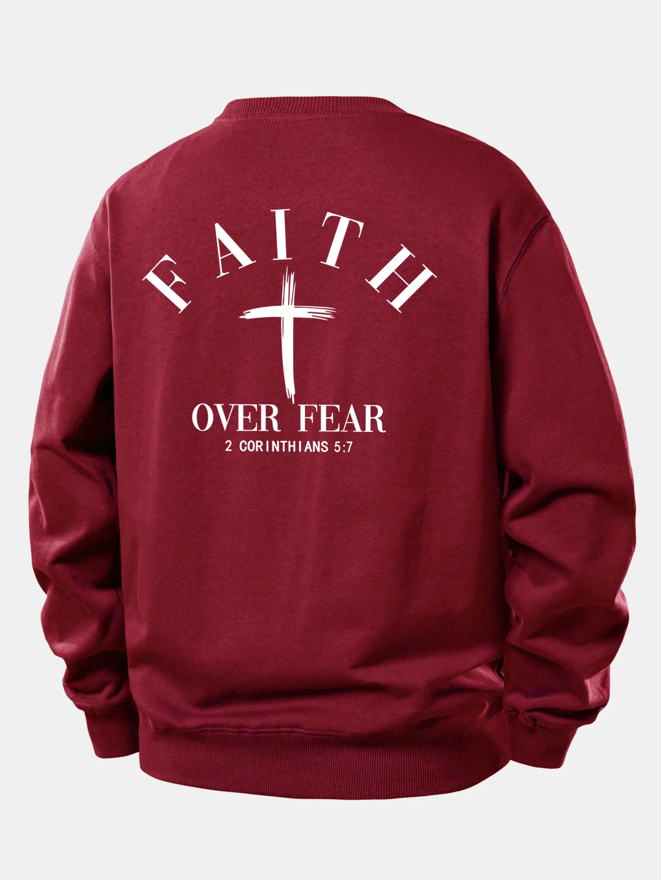 Faith Over Fear Cross Print Relax Fit Sweatshirt - Image 15