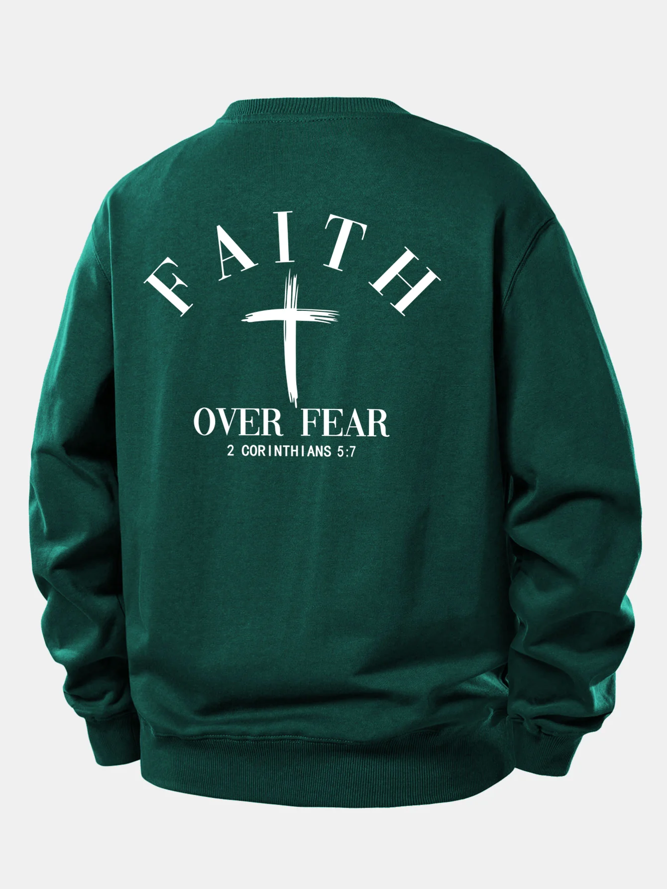 Faith Over Fear Cross Print Relax Fit Sweatshirt - Image 19