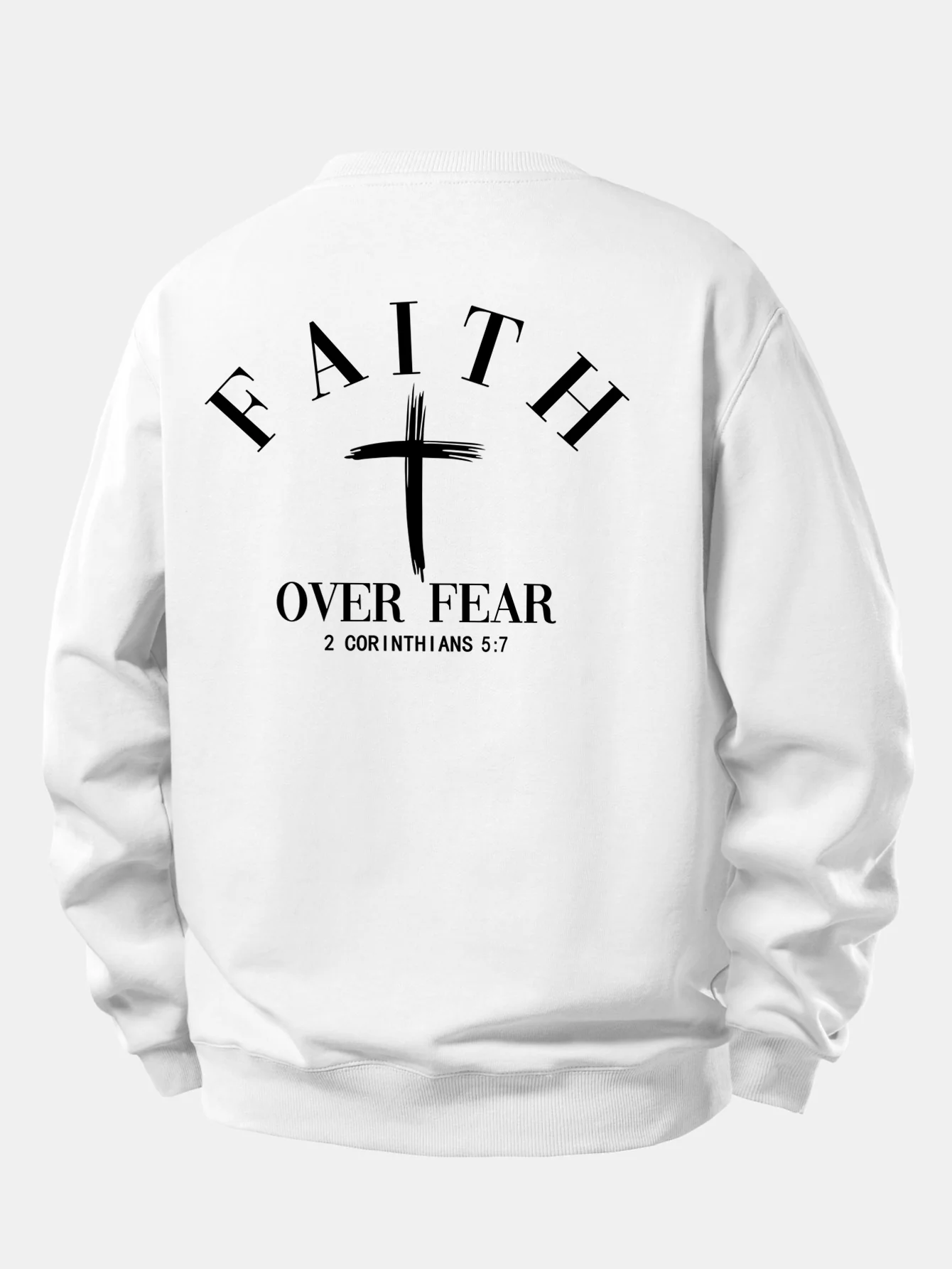 Faith Over Fear Cross Print Relax Fit Sweatshirt - Image 3