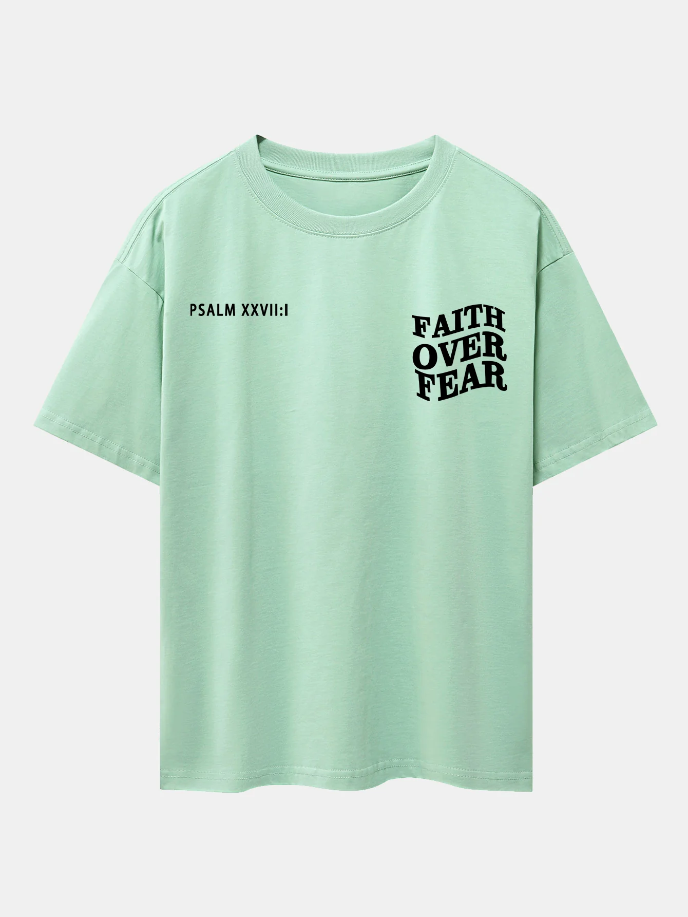 Faith Over Fear Print Oversize T-Shirt mit überschnittenen Schultern - Image 11