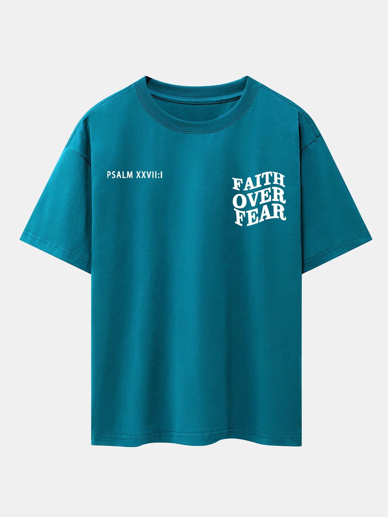 Faith Over Fear Print Oversize T-Shirt mit überschnittenen Schultern - Image 3