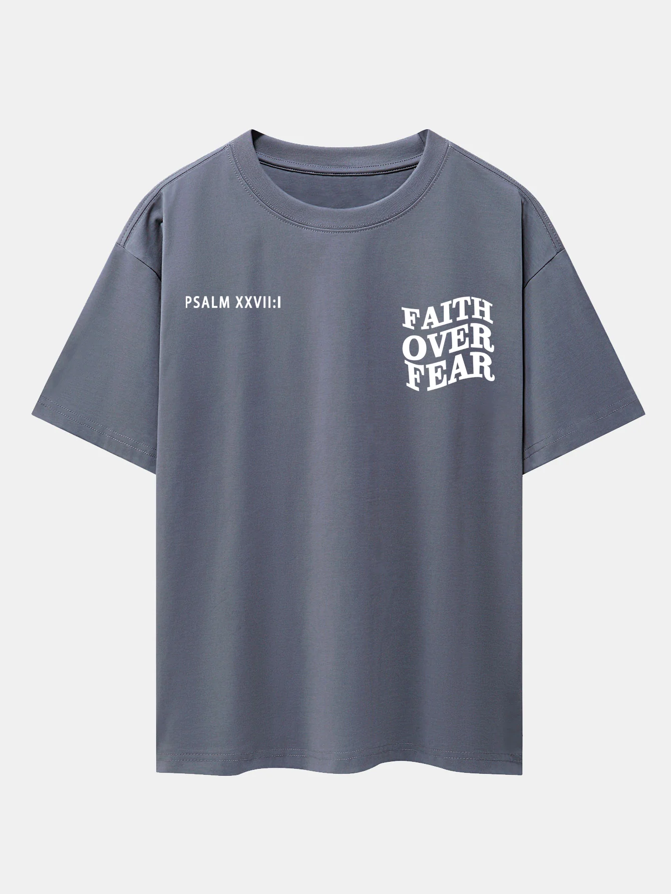 Faith Over Fear Print Oversize T-Shirt mit überschnittenen Schultern - Image 5