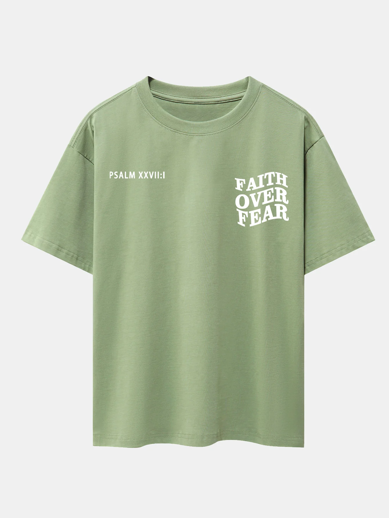 Faith Over Fear Print Oversize T-Shirt mit überschnittenen Schultern - Image 7