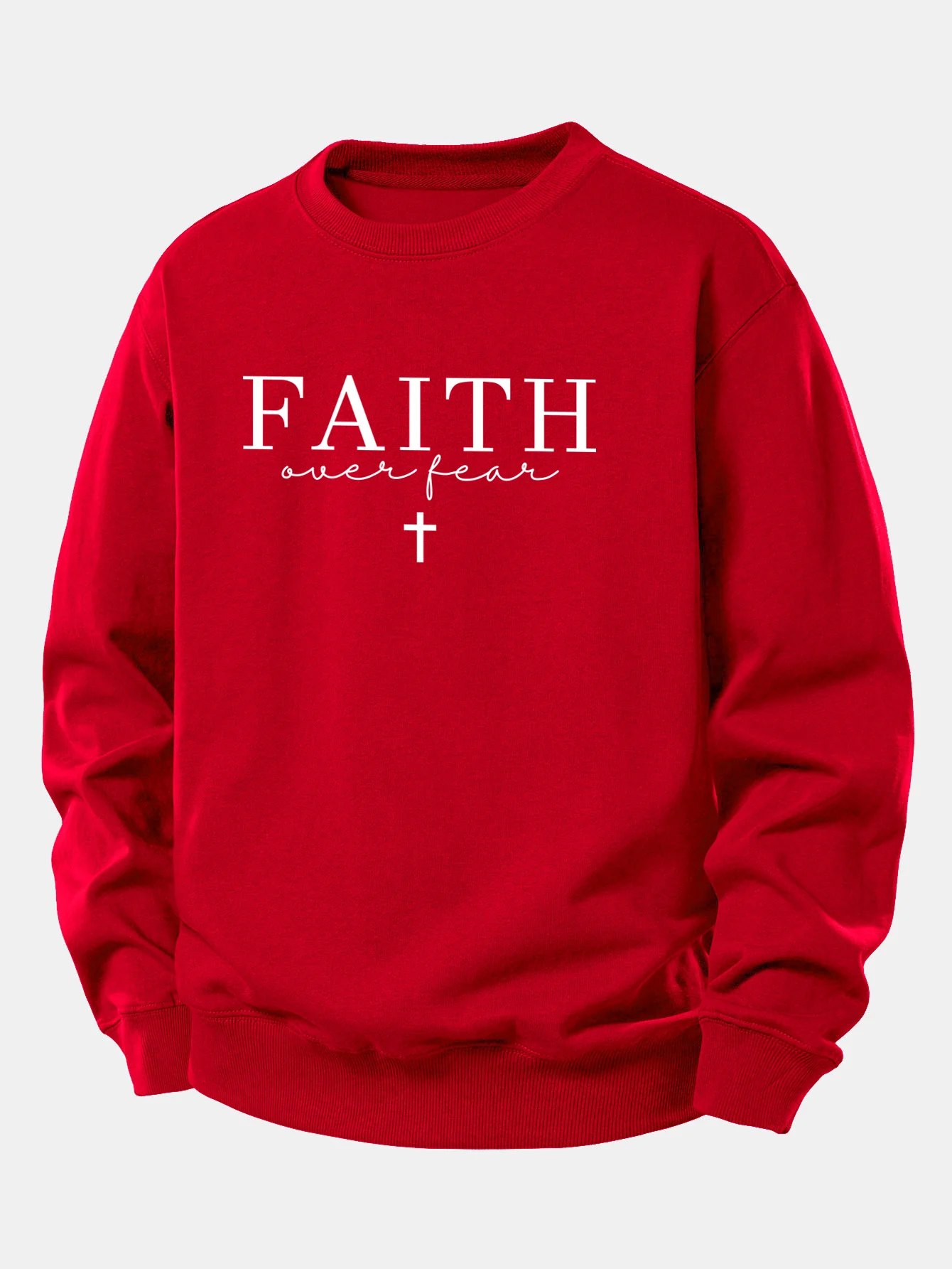 Faith Over Fear Print Relax Fit Sweatshirt - Image 10