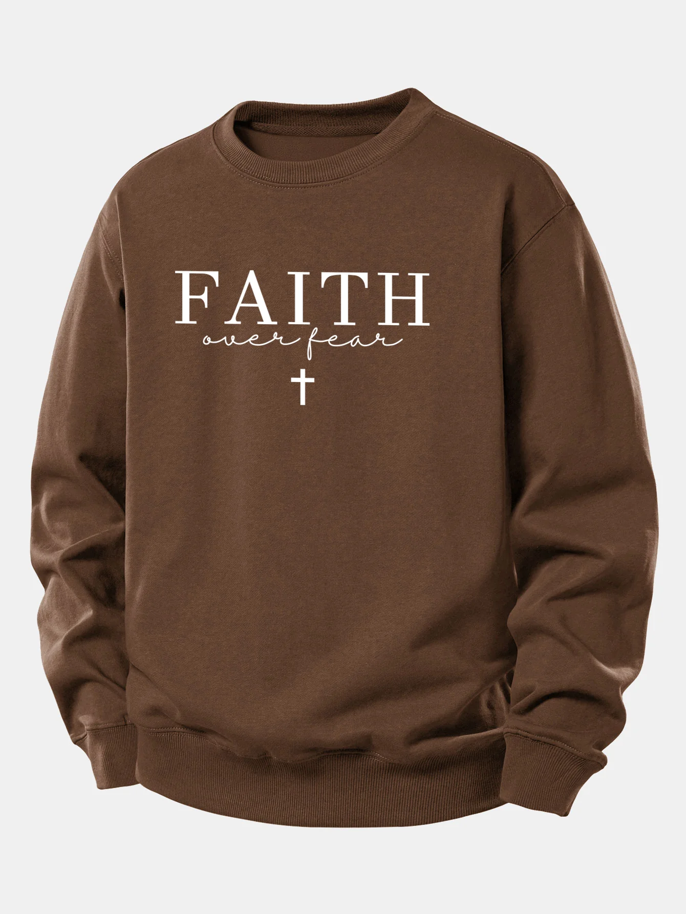 Faith Over Fear Print Relax Fit Sweatshirt - Image 2