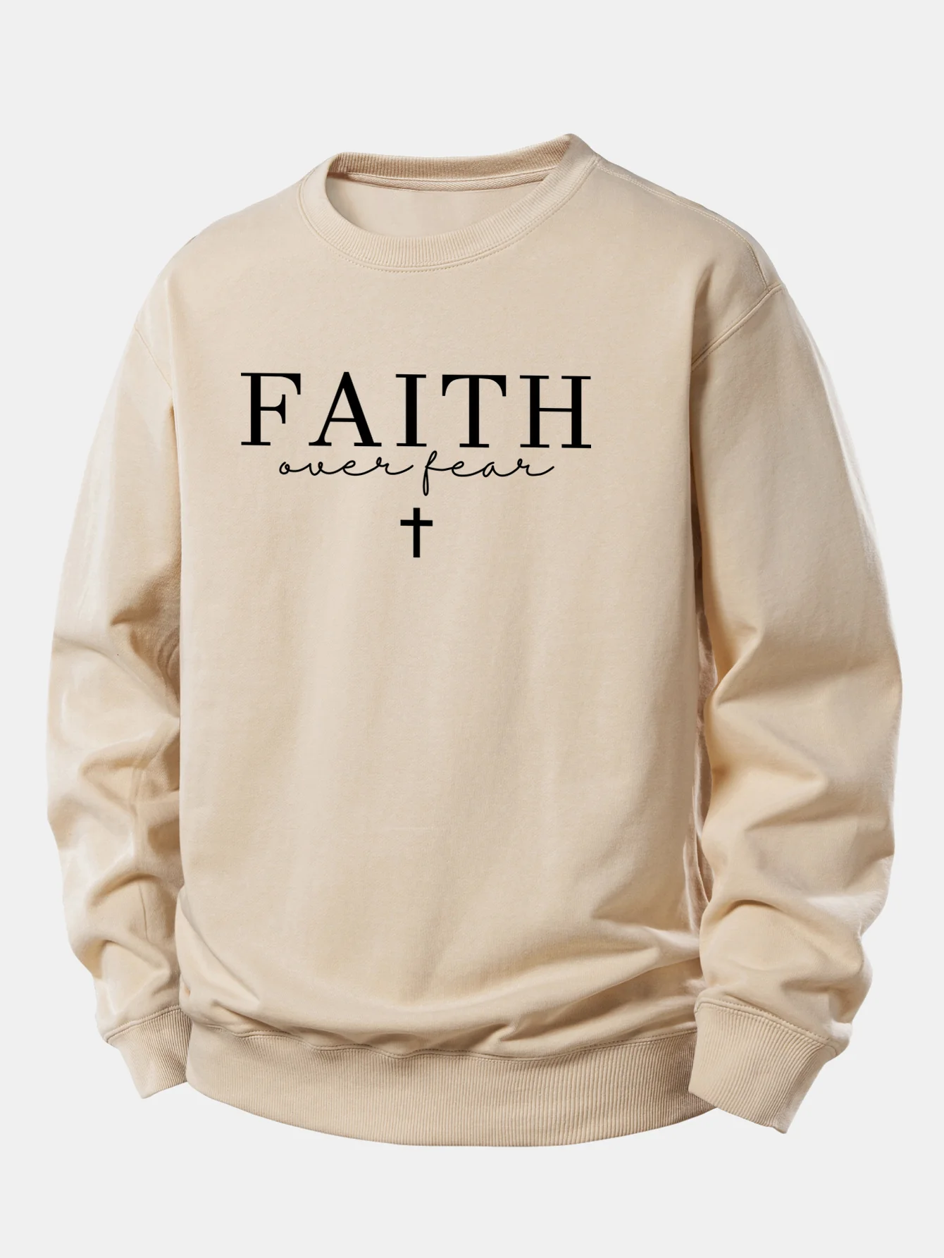 Faith Over Fear Print Relax Fit Sweatshirt - Image 3