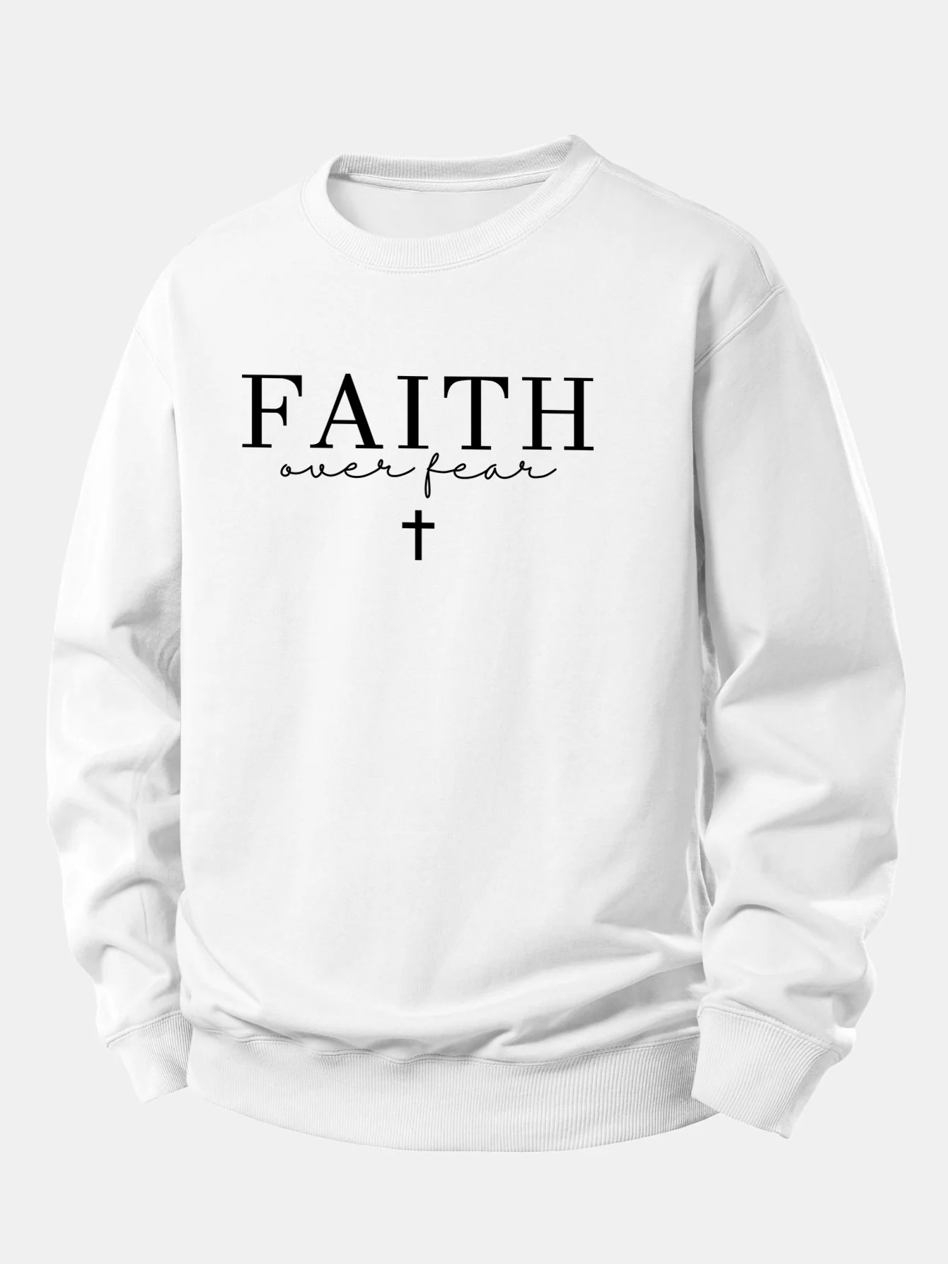 Faith Over Fear Print Relax Fit Sweatshirt - Image 4