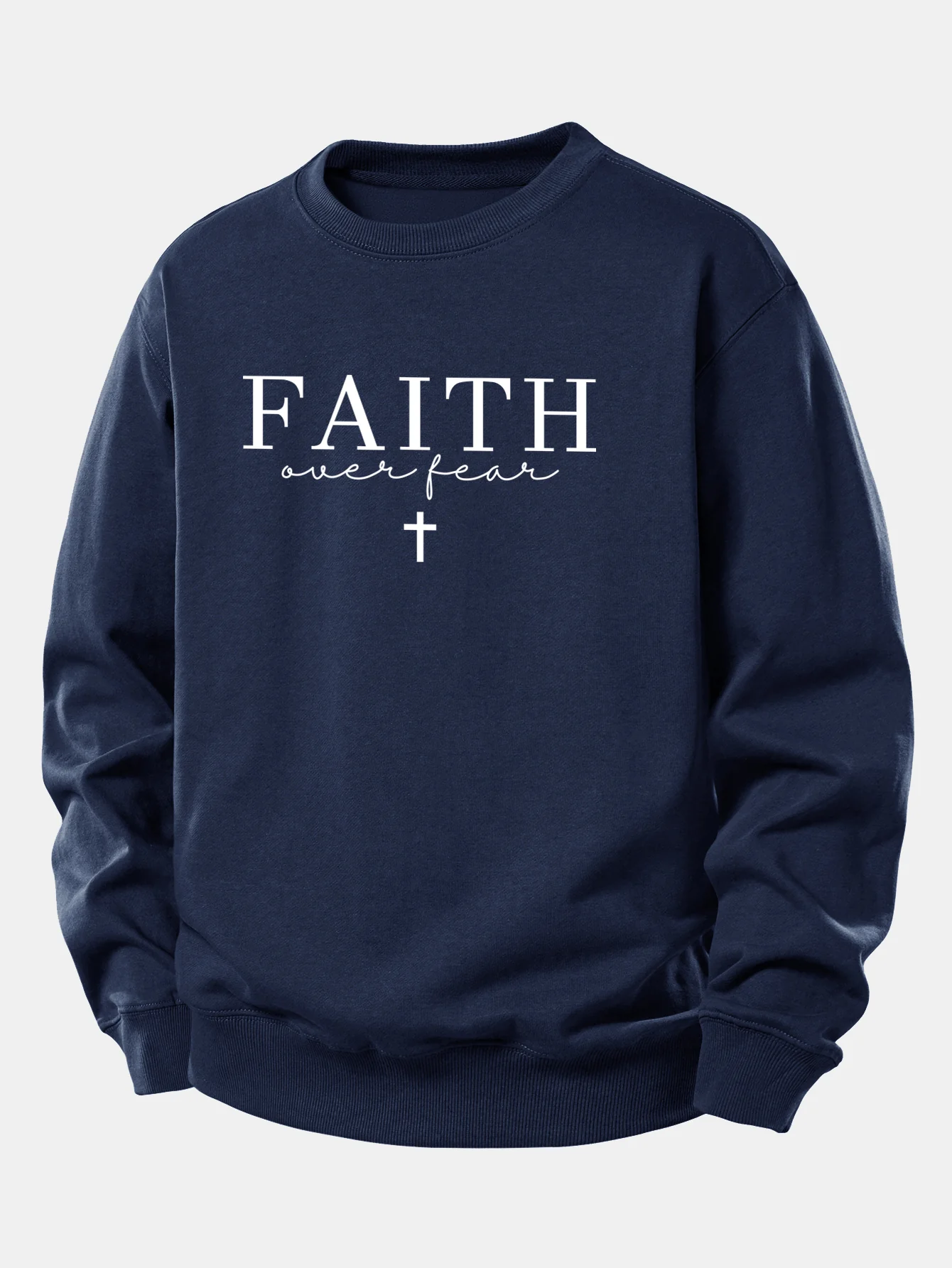 Faith Over Fear Print Relax Fit Sweatshirt - Image 7