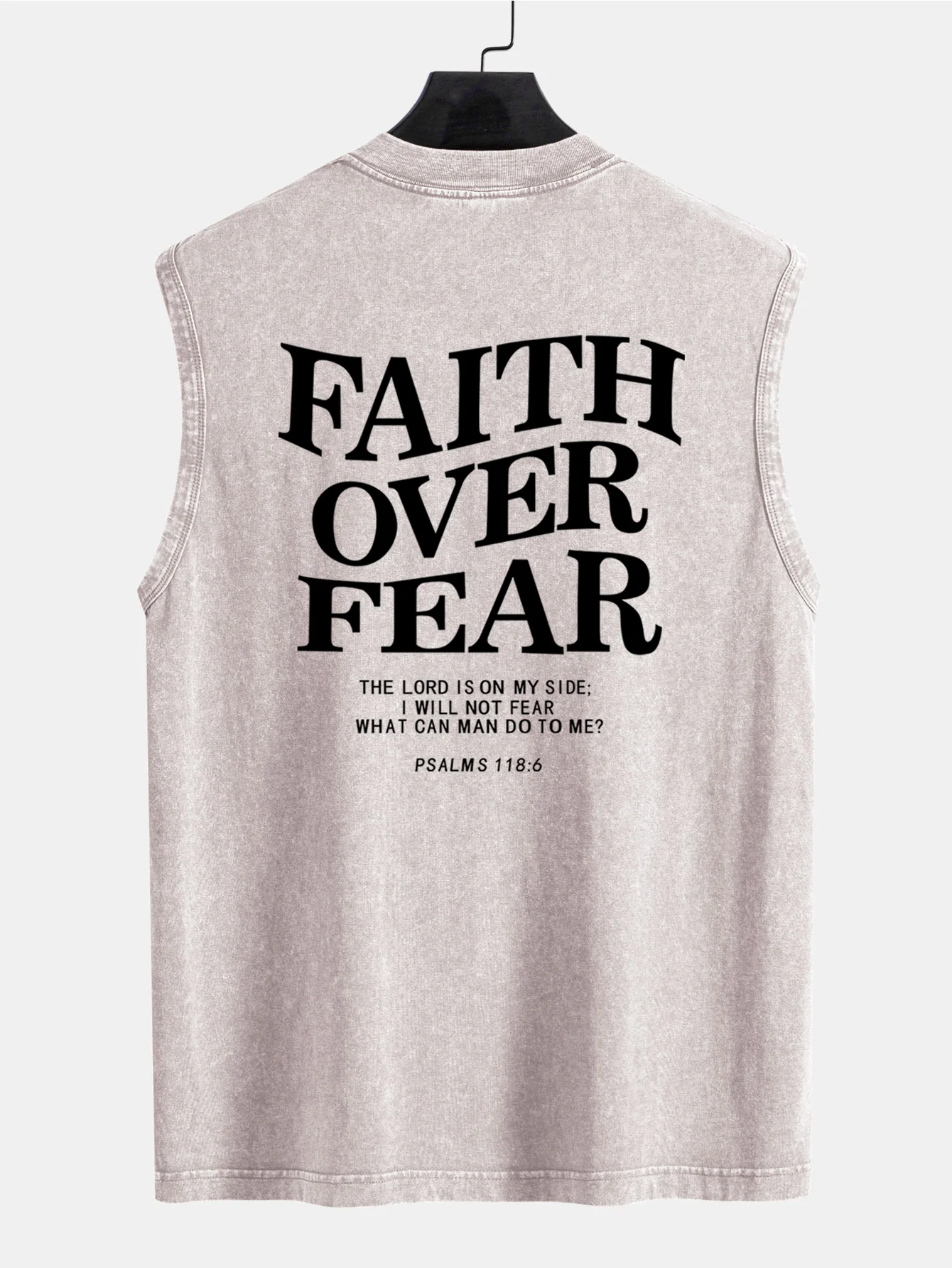 Faith Over Fear Rückenprint Gewaschenes Distressed Tanktop - Image 10
