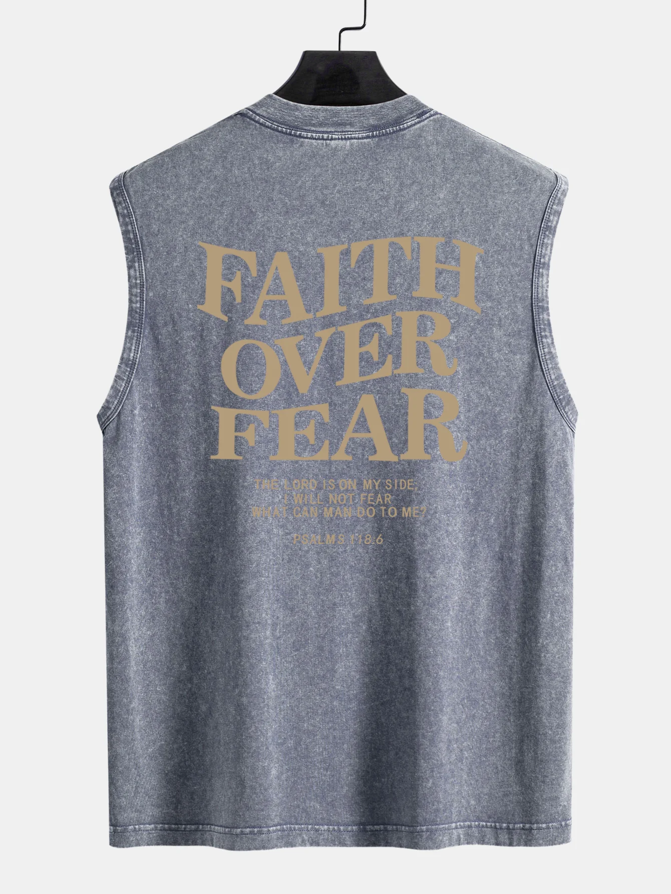 Faith Over Fear Rückenprint Gewaschenes Distressed Tanktop - Image 4