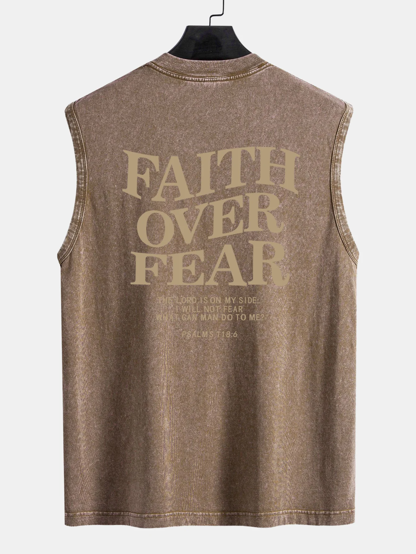 Faith Over Fear Rückenprint Gewaschenes Distressed Tanktop - Image 6
