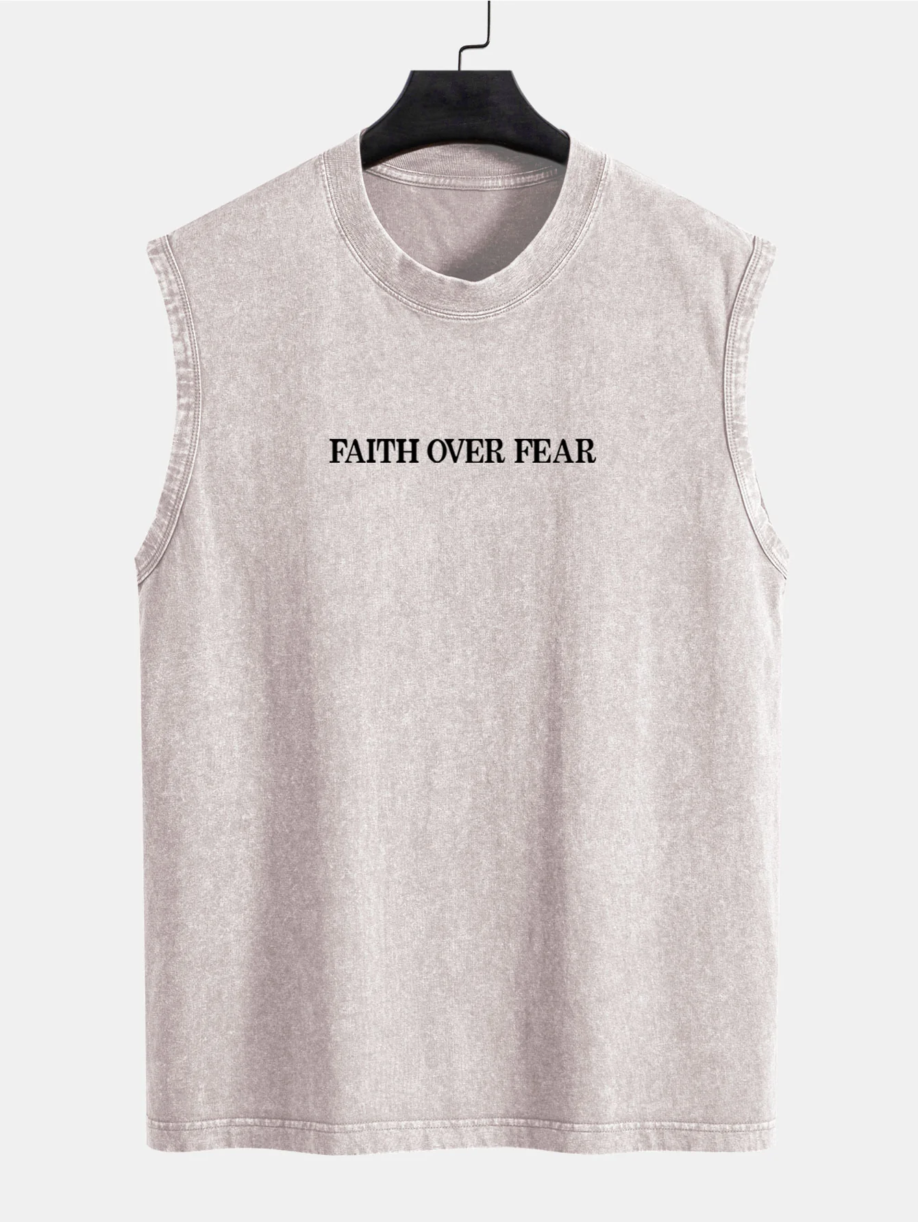 Faith Over Fear Rückenprint Gewaschenes Distressed Tanktop - Image 9