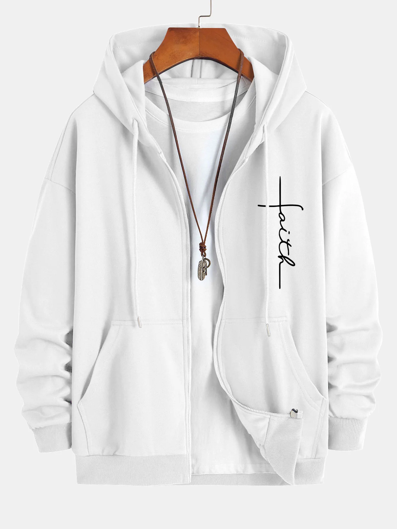 Faith Print Relaxed Fit Zip-Hoodie - Image 10