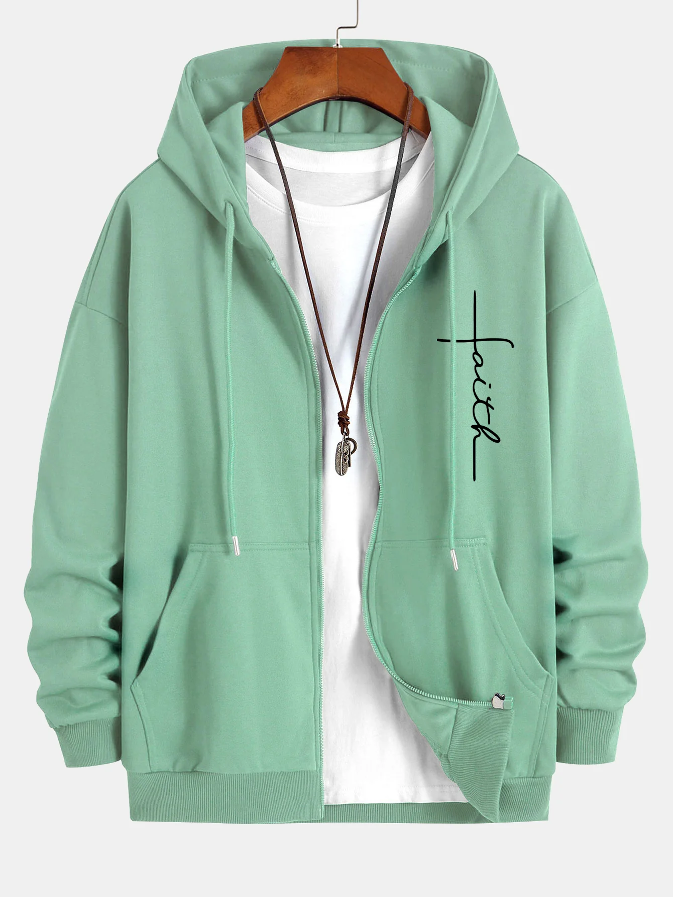 Faith Print Relaxed Fit Zip-Hoodie - Image 11