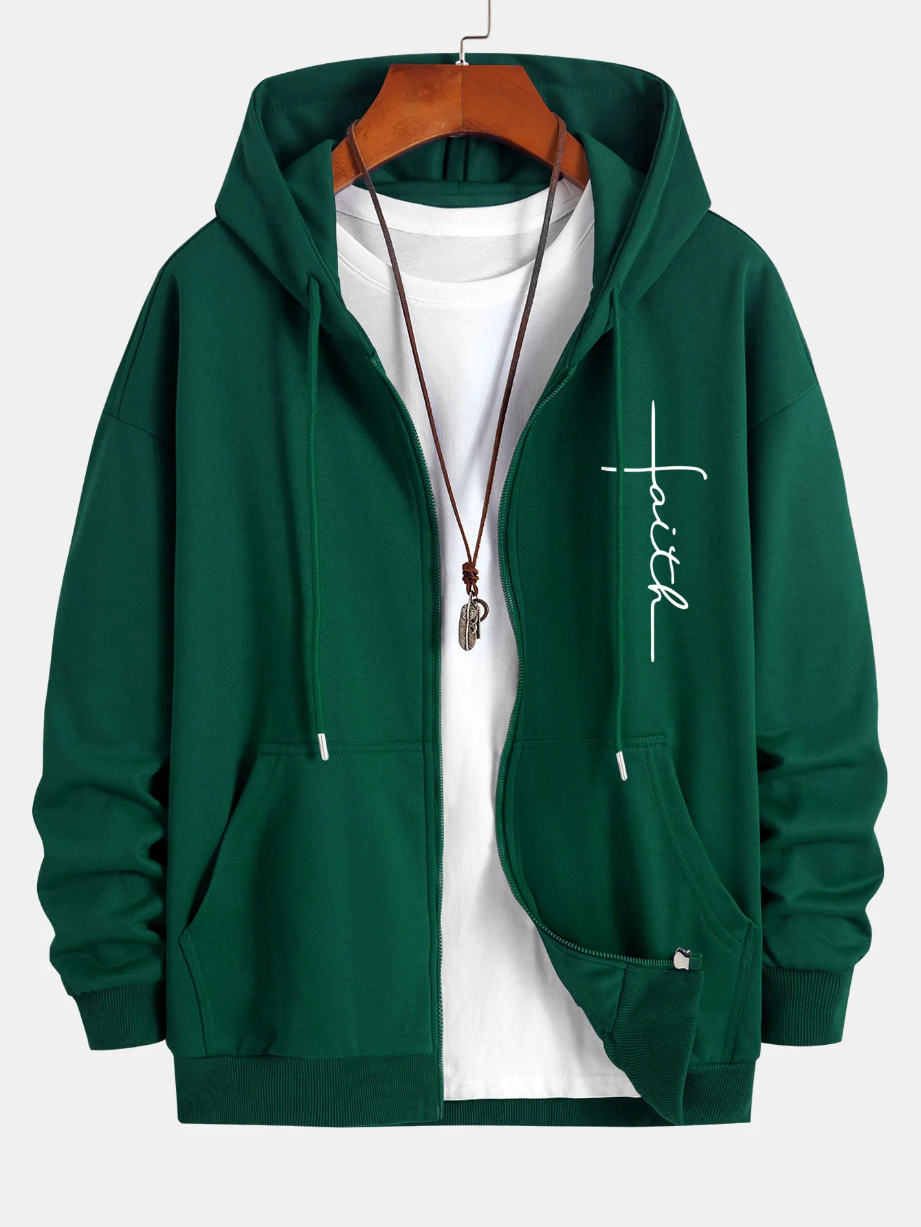 Faith Print Relaxed Fit Zip-Hoodie - Image 2
