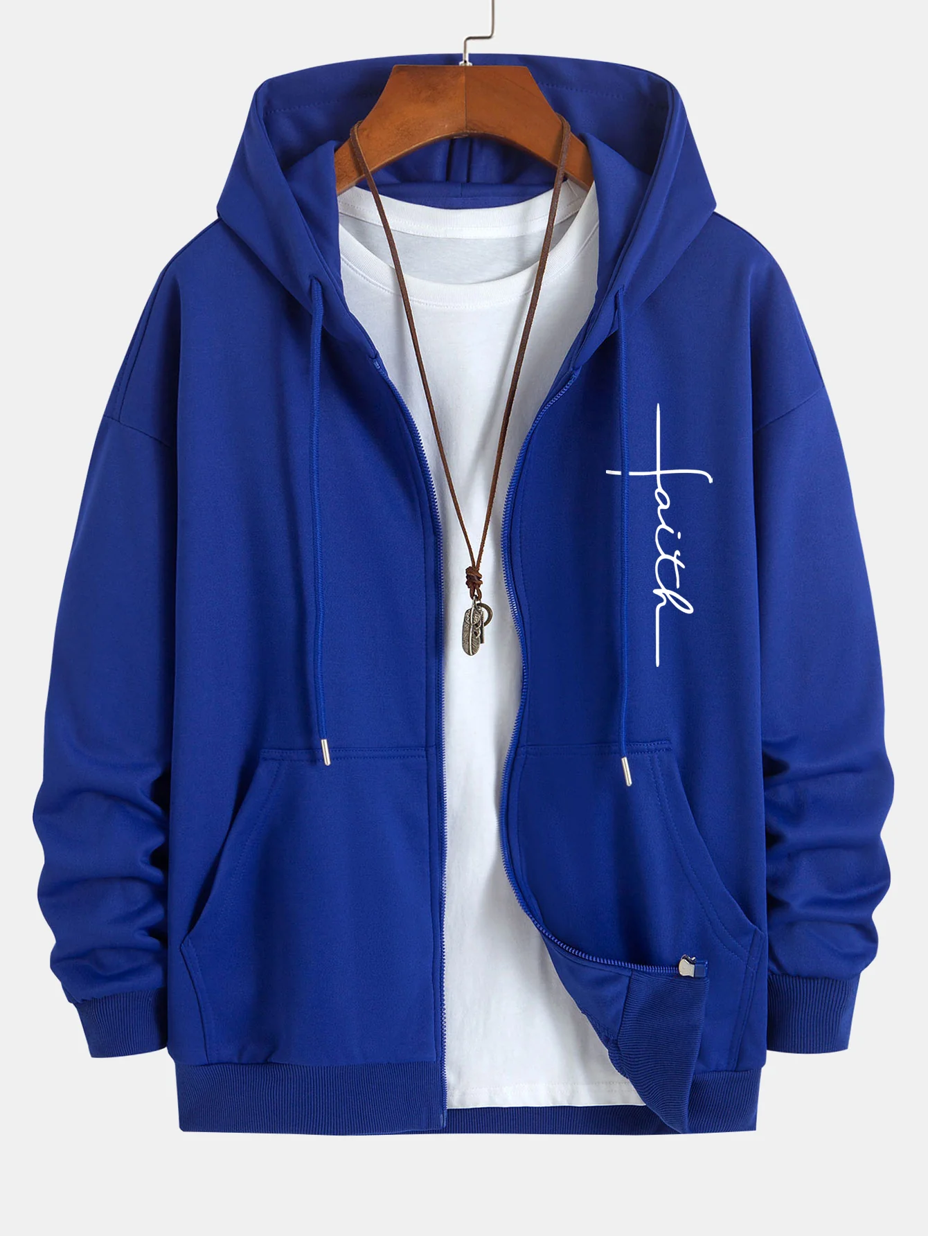 Faith Print Relaxed Fit Zip-Hoodie - Image 3