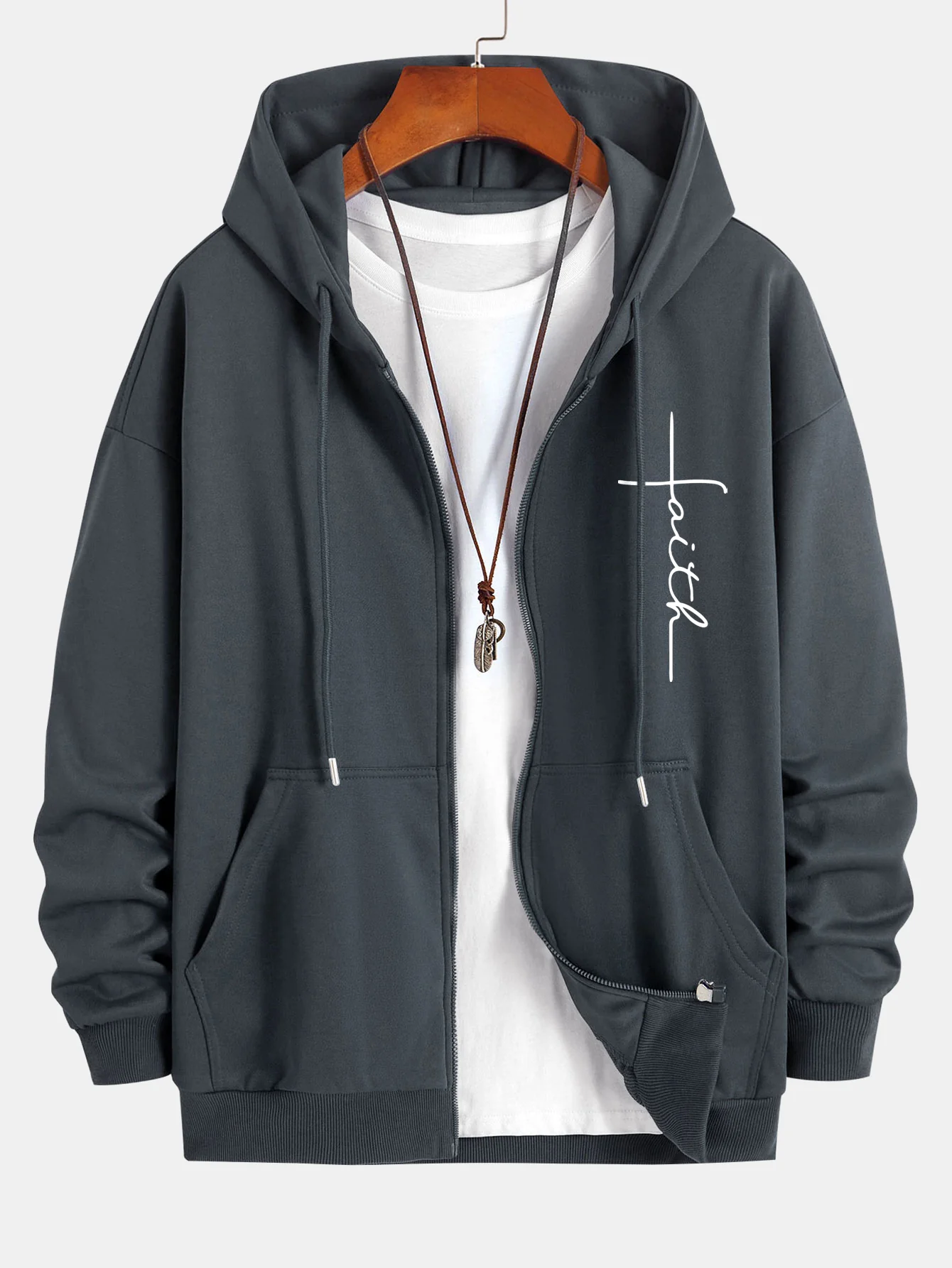 Faith Print Relaxed Fit Zip-Hoodie - Image 4