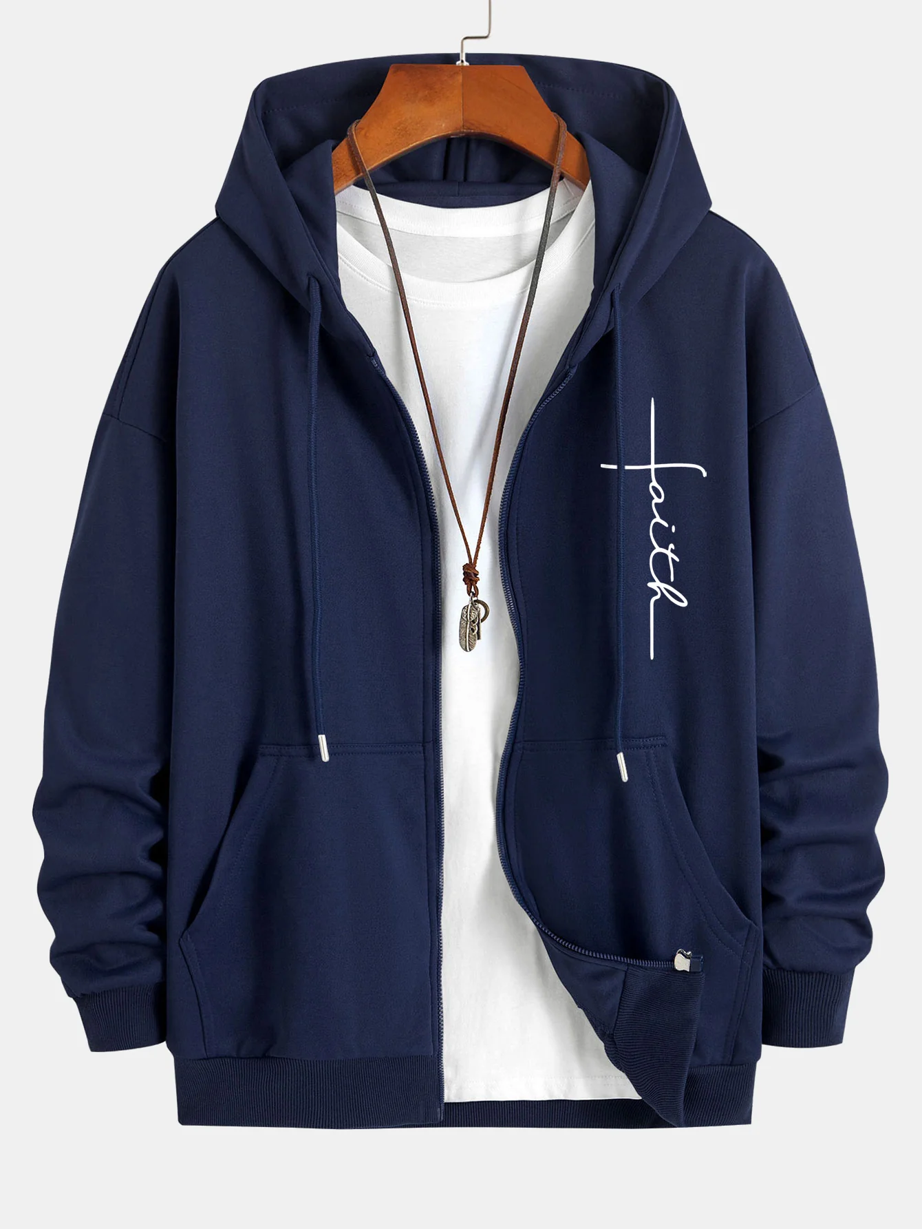 Faith Print Relaxed Fit Zip-Hoodie - Image 5