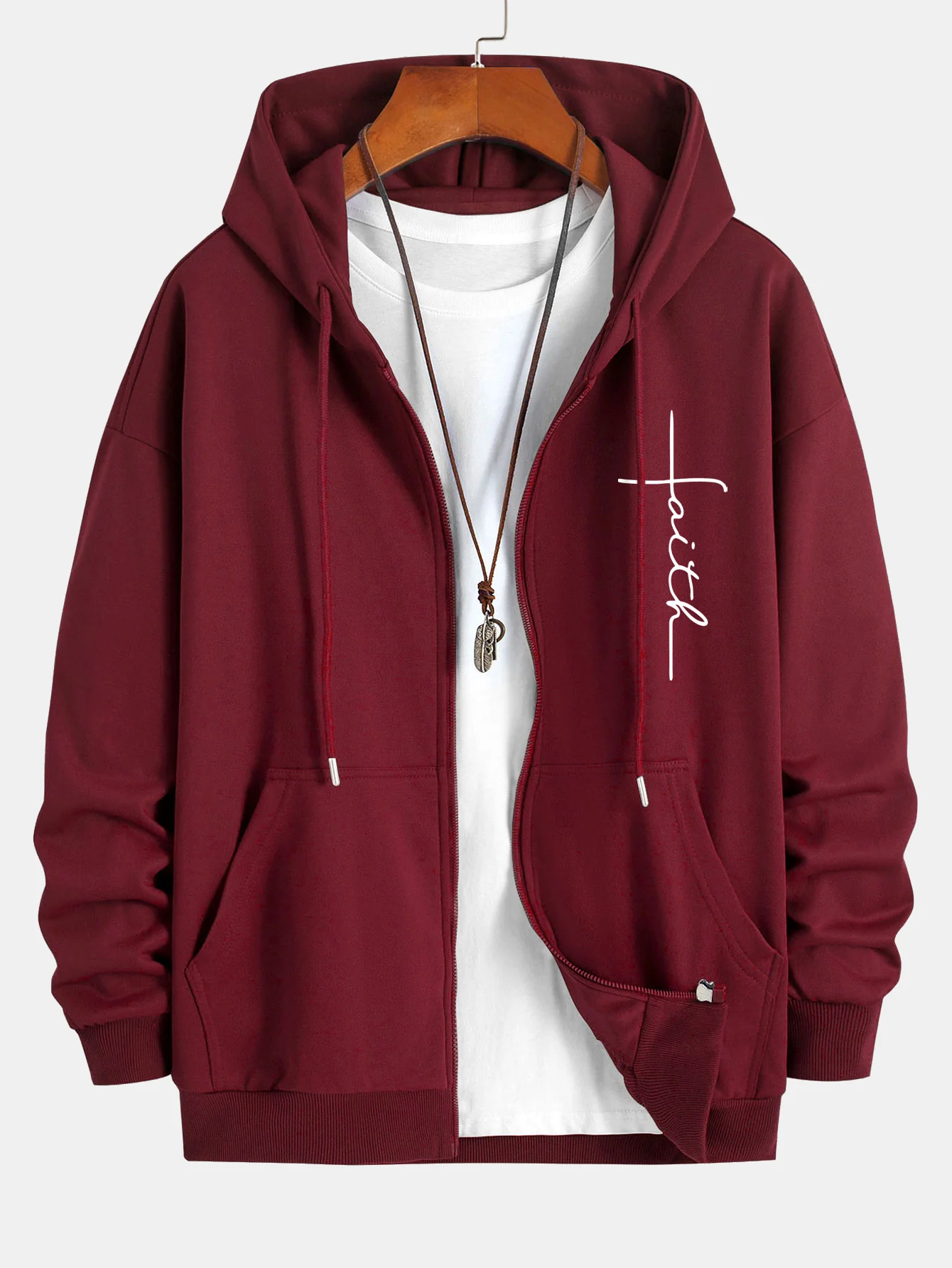 Faith Print Relaxed Fit Zip-Hoodie - Image 6
