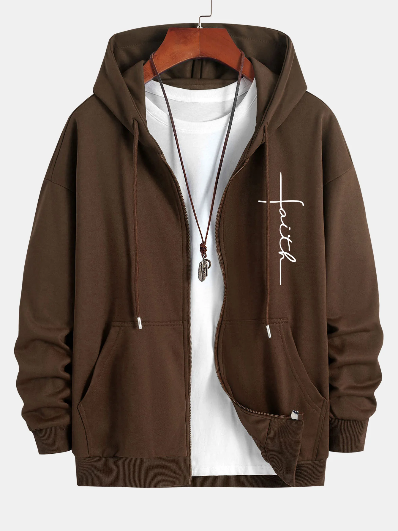 Faith Print Relaxed Fit Zip-Hoodie - Image 7