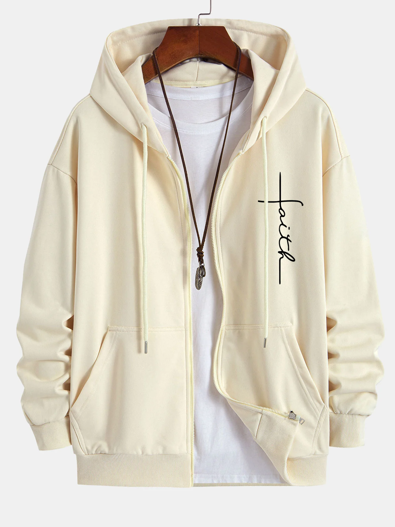 Faith Print Relaxed Fit Zip-Hoodie - Image 8