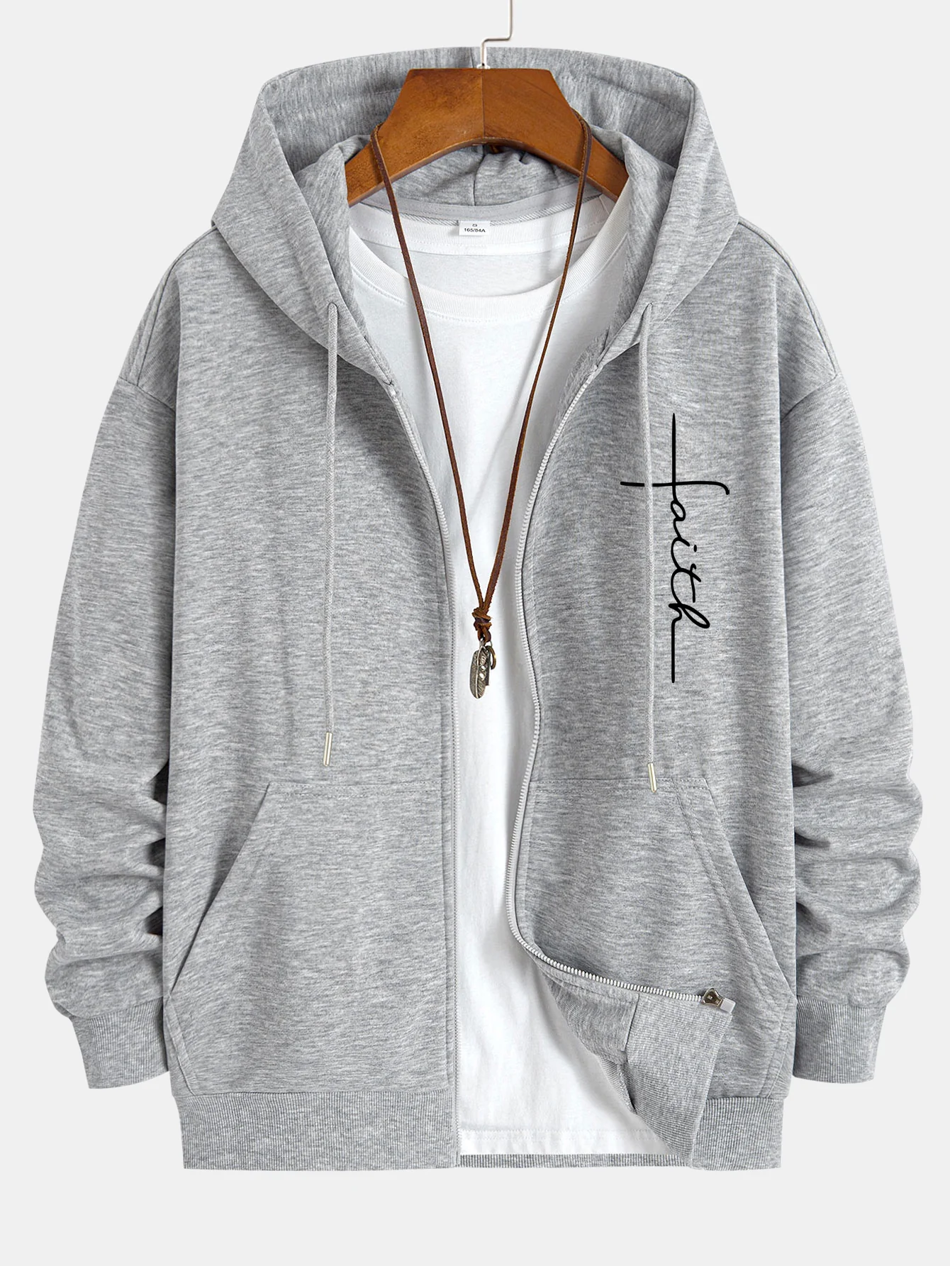 Faith Print Relaxed Fit Zip-Hoodie - Image 9