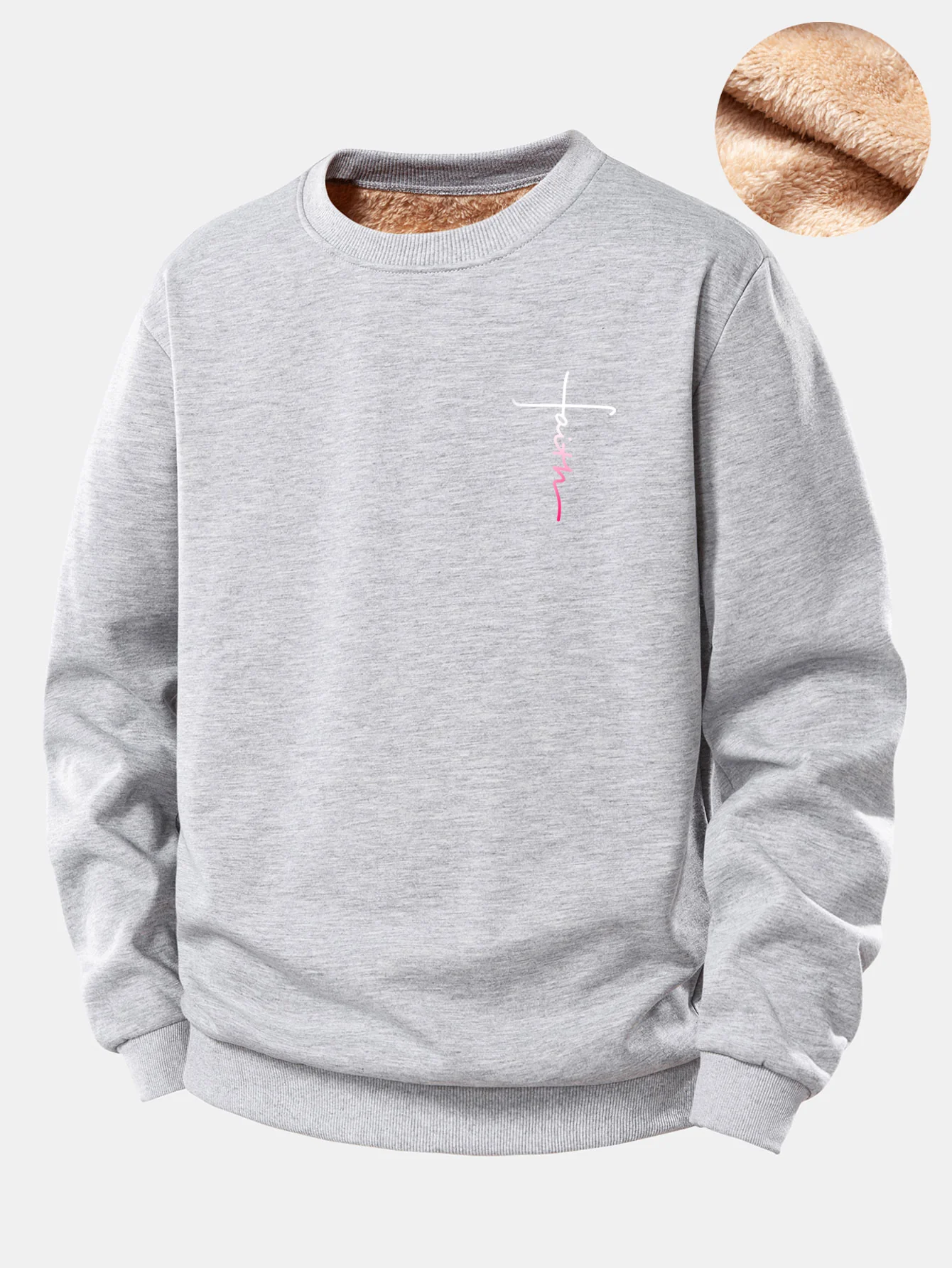 Faith Print Teddy Fleece Lined Sweatshirt - Image 7