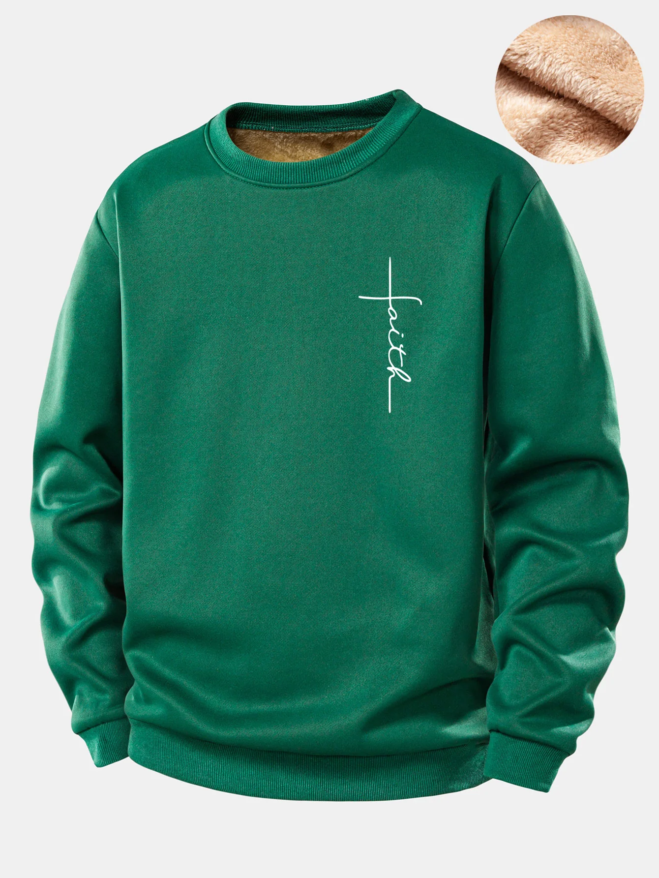 Faith Print Teddy Fleece Gefüttertes Sweatshirt - Image 6