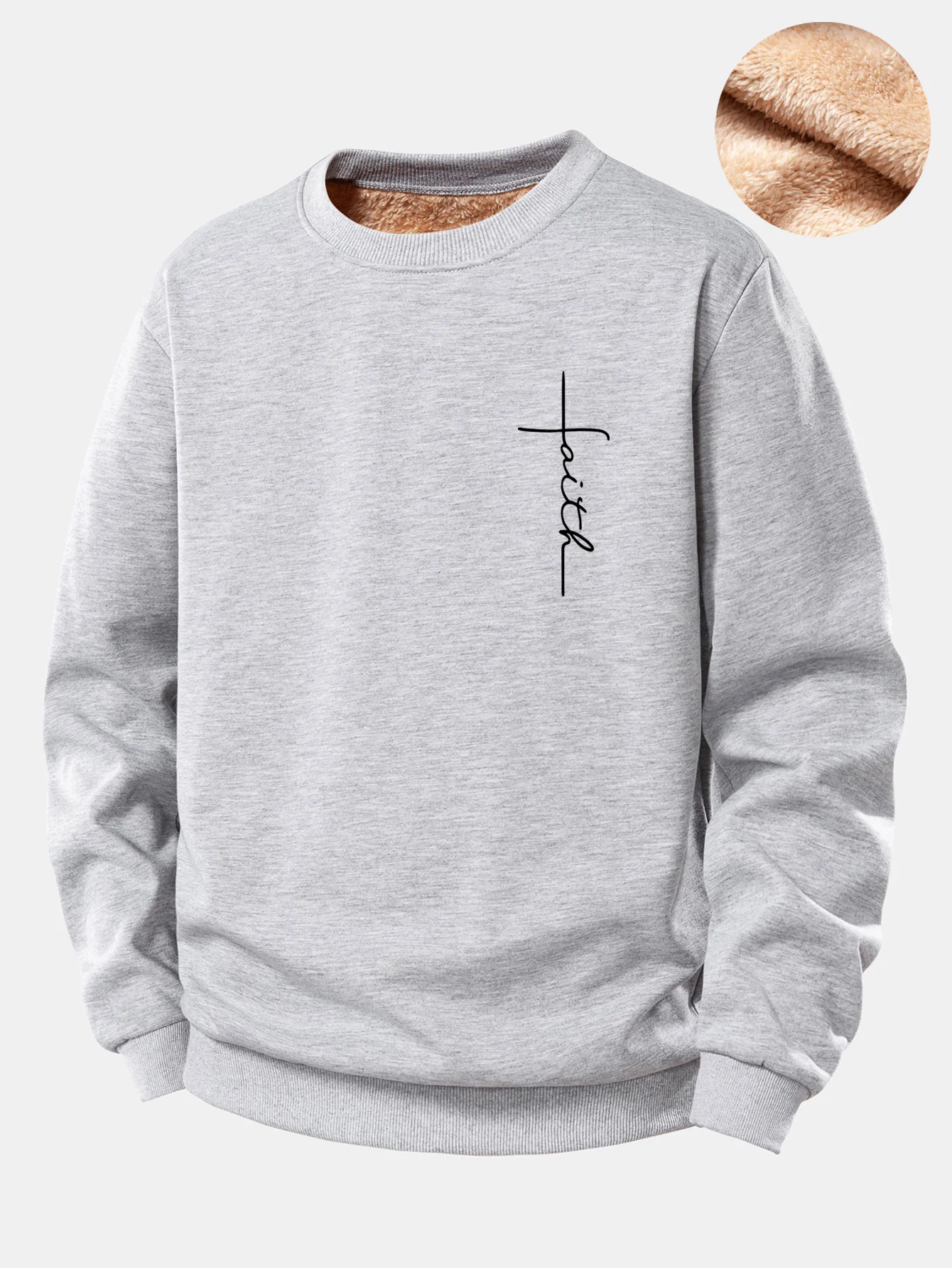 Faith Print Teddy Fleece Gefüttertes Sweatshirt - Image 7