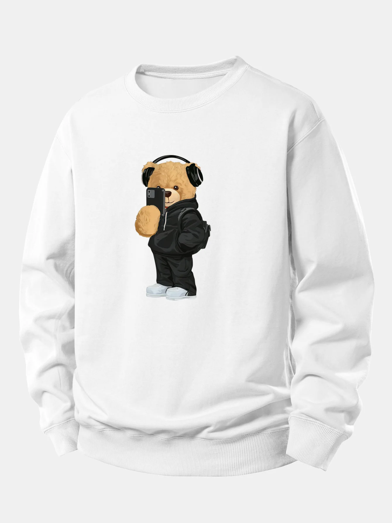 Fashion Bear Taking Photo Print Relax Fit Sweatshirt - Image 3