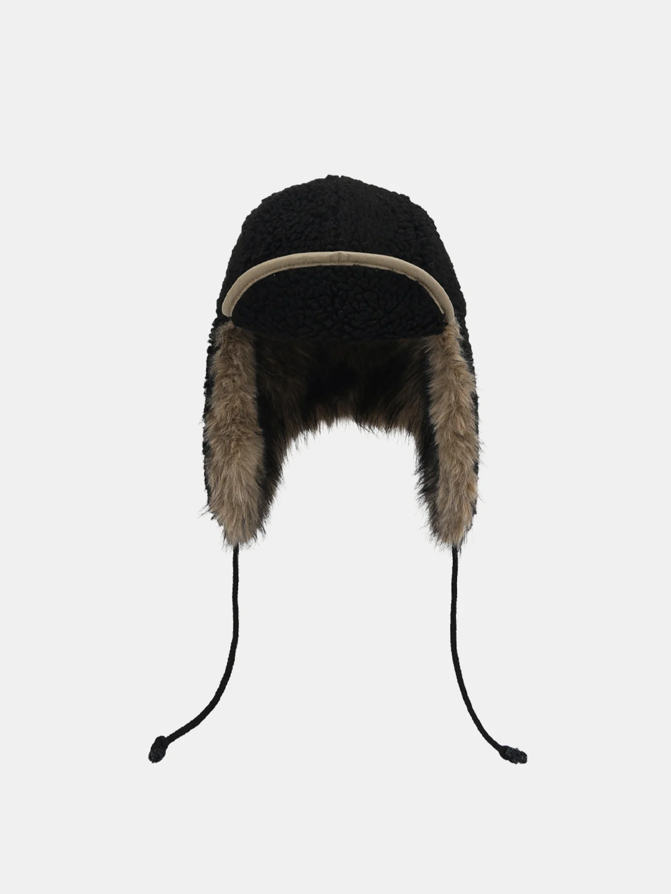 Faux Fur And Lambskin Fleece Patchwork Winter Thickened Warm Earflap Hat - Image 4
