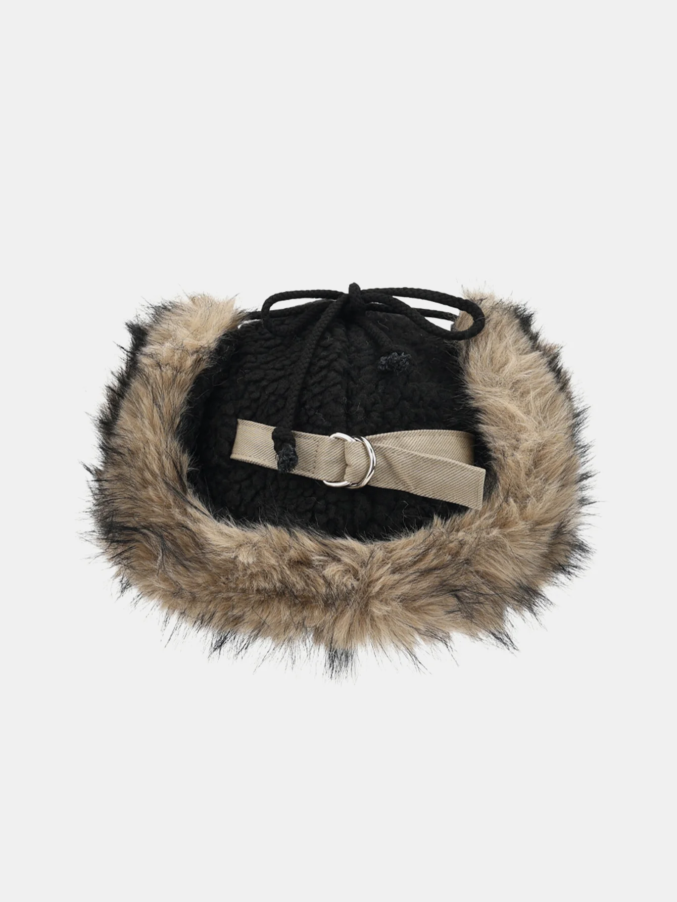 Faux Fur And Lambskin Fleece Patchwork Winter Thickened Warm Earflap Hat - Image 5