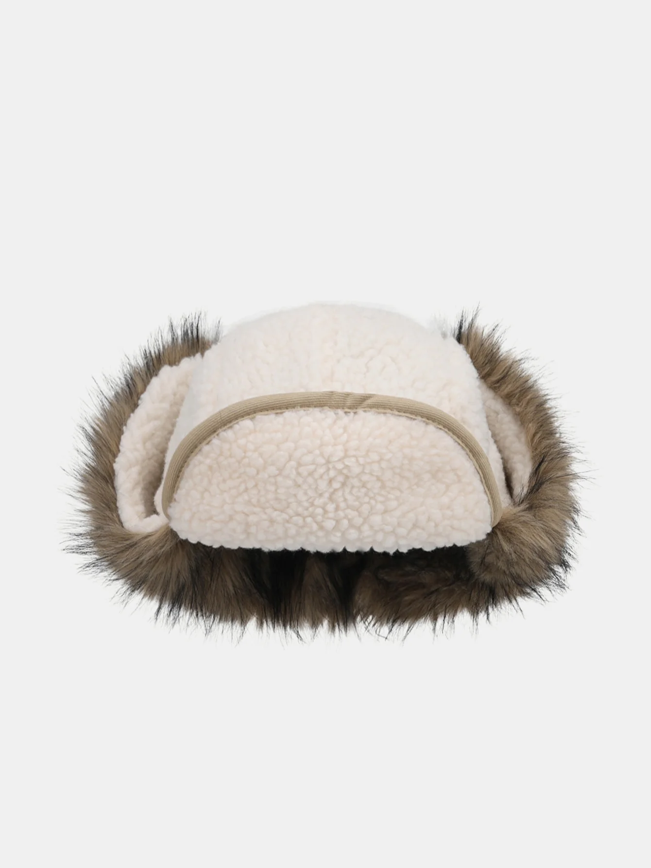 Faux Fur And Lambskin Fleece Patchwork Winter Thickened Warm Earflap Hat - Image 8