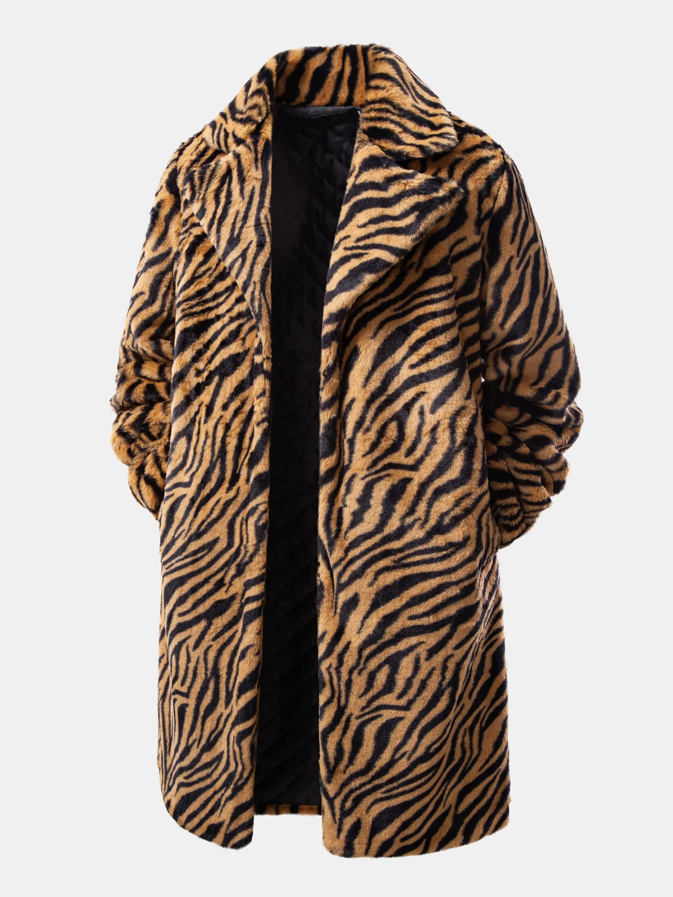 Faux Fur Animal Print Overcoat