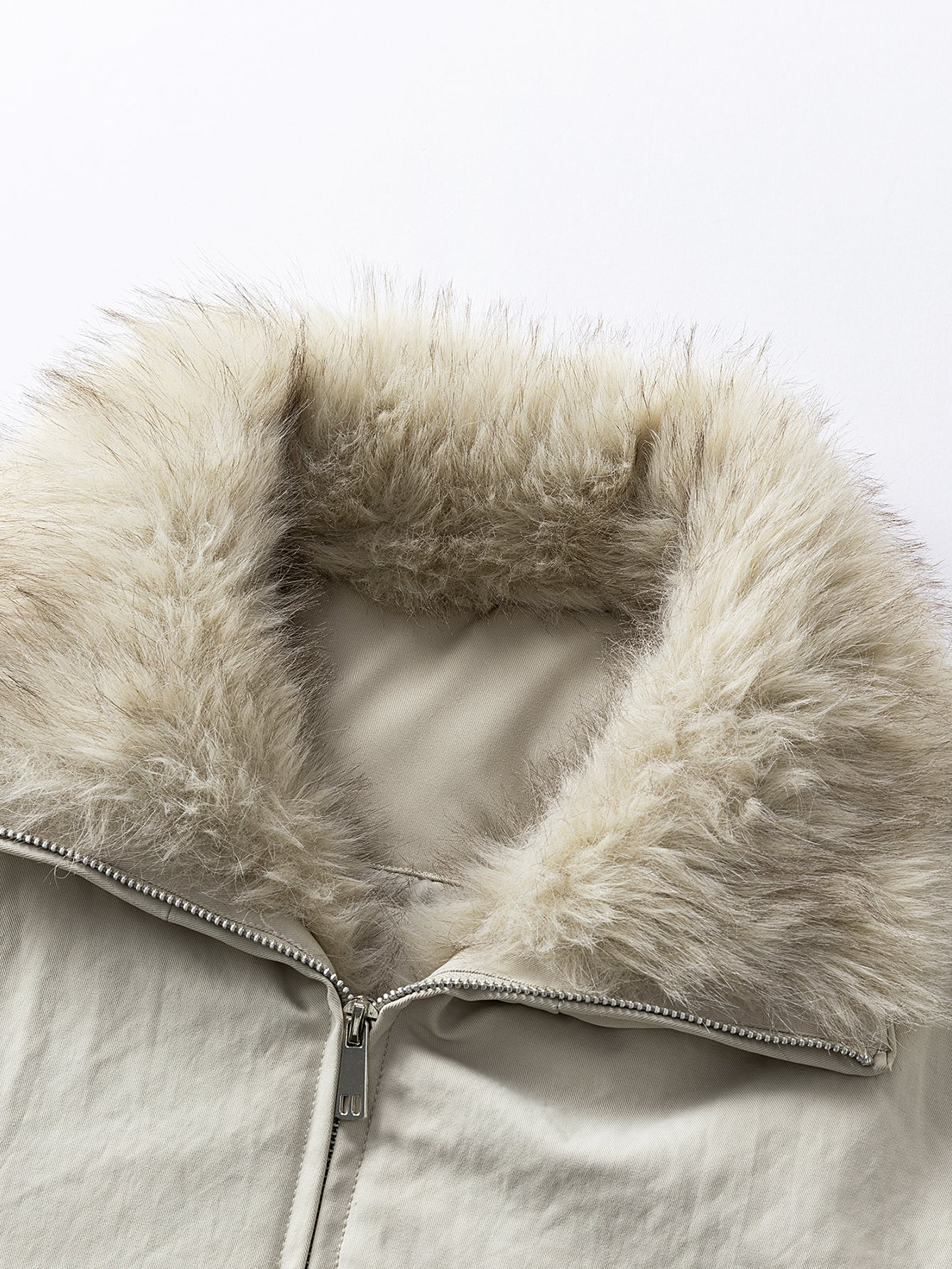 Oversize Faux Fur Collar Bomber Jacket - Image 10