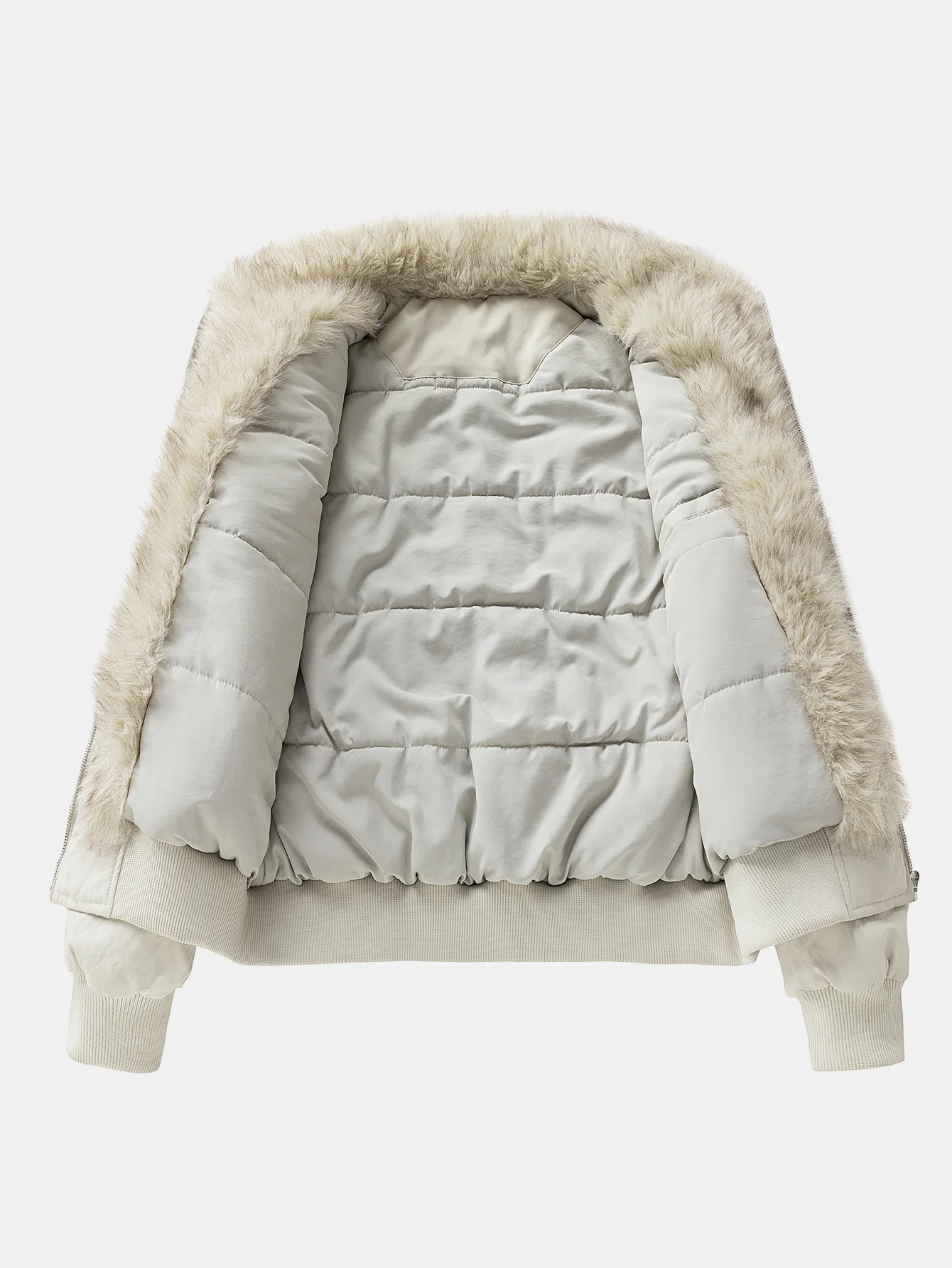 Oversize Faux Fur Collar Bomber Jacket - Image 15