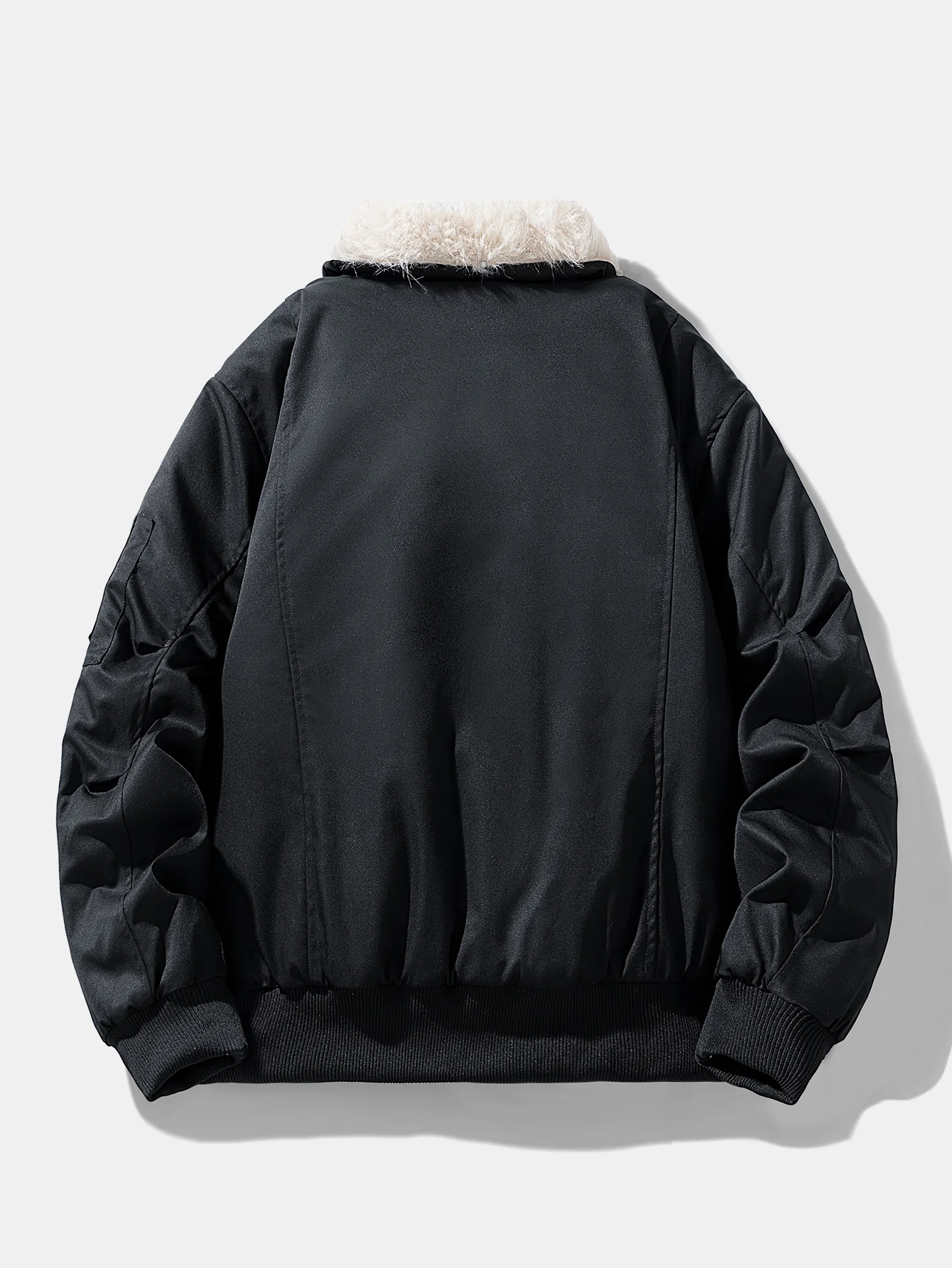Oversize Faux Fur Collar Bomber Jacket - Image 2