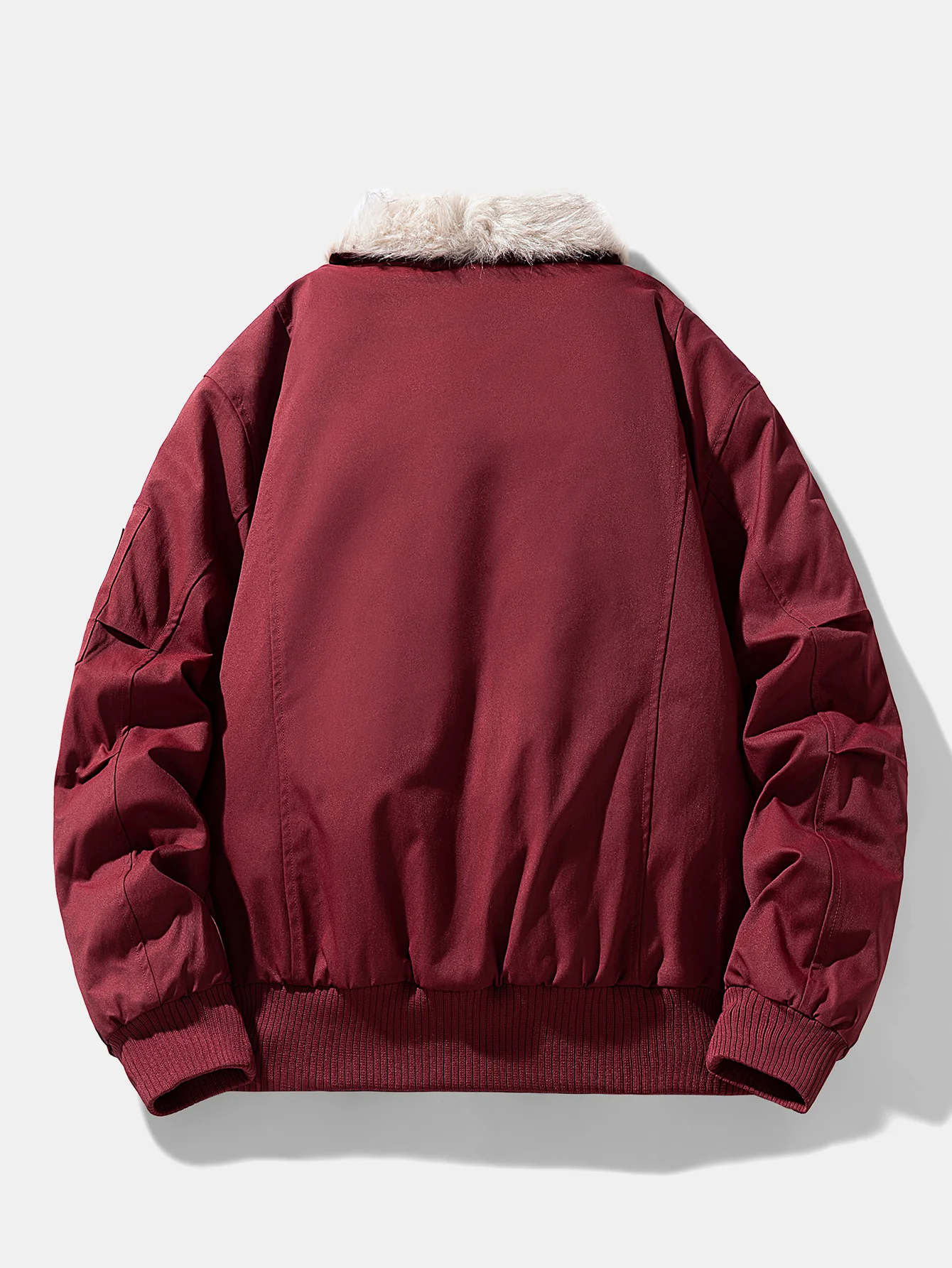 Oversize Faux Fur Collar Bomber Jacket - Image 4