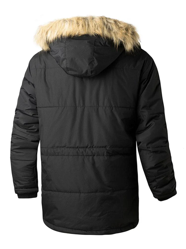 Faux-Fur-Kragen abnehmbarer Kapuzenmantel - Image 4