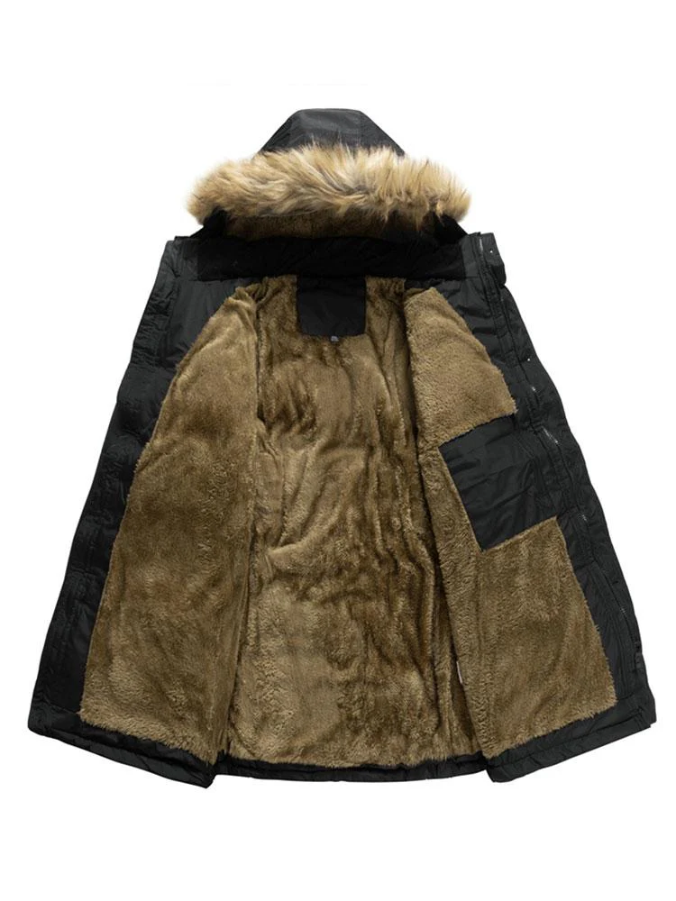 Faux-Fur-Kragen abnehmbarer Kapuzenmantel - Image 5