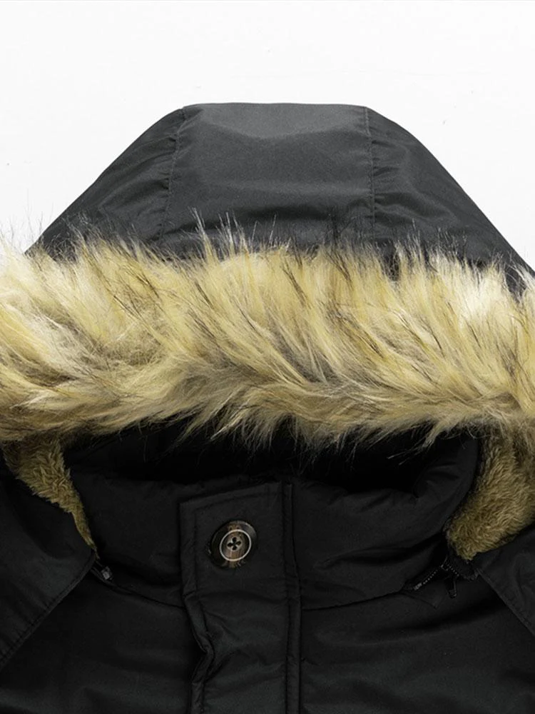 Faux-Fur-Kragen abnehmbarer Kapuzenmantel - Image 6