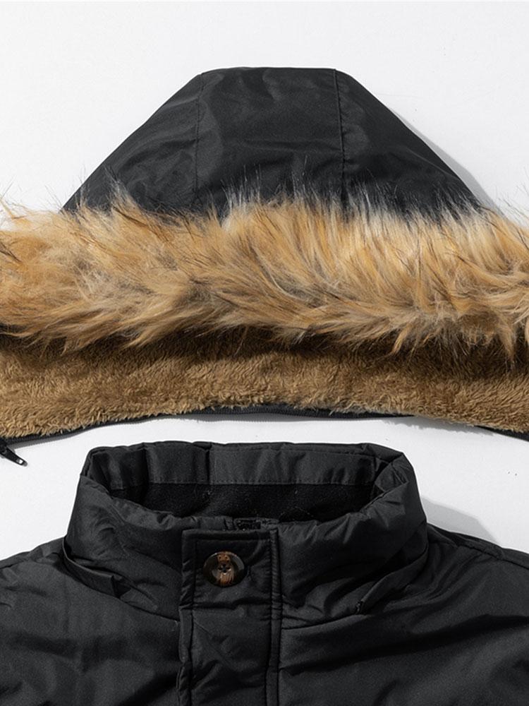 Faux-Fur-Kragen abnehmbarer Kapuzenmantel - Image 7