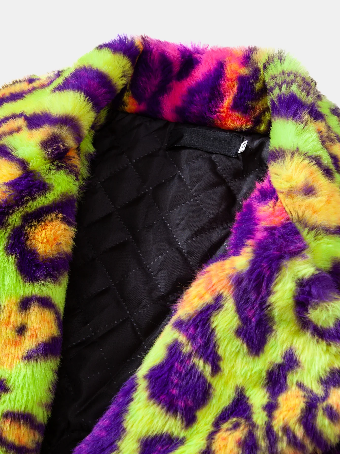 Faux Fur Colorful Leopard Notch Lapel Overcoat - Image 3