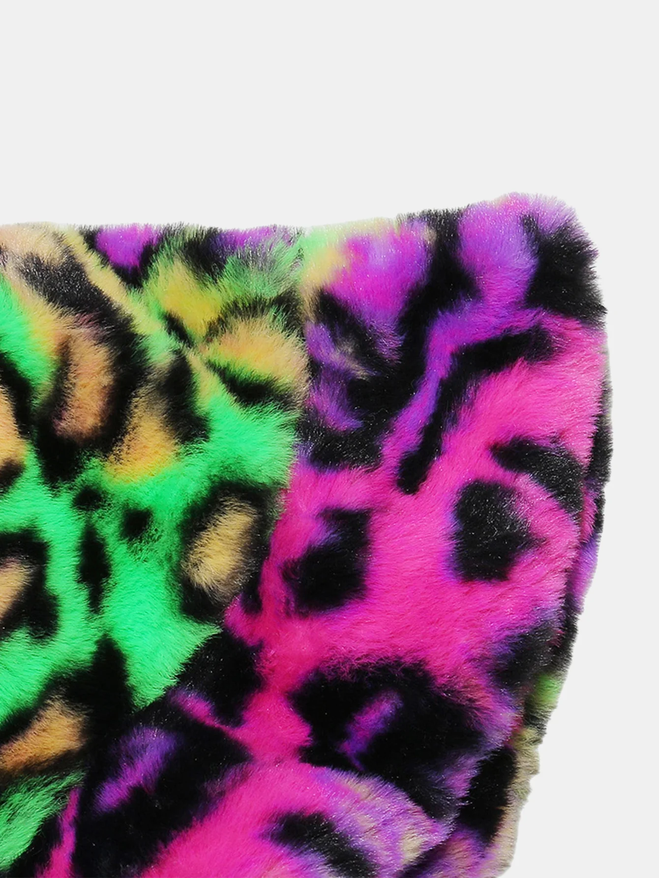 Faux Fur Colorful Leopard Print Bucket Hat - Image 5