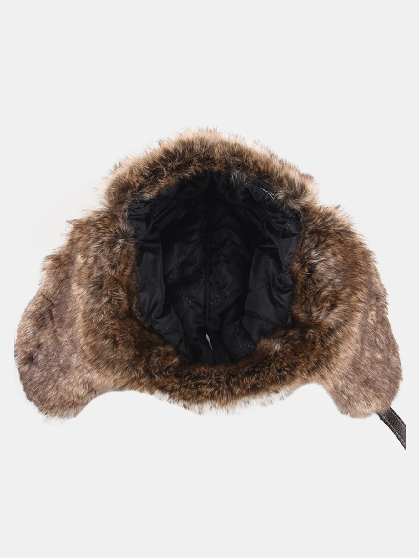 Faux Fur Leather Bomber Hat With Ear Flap - Image 3